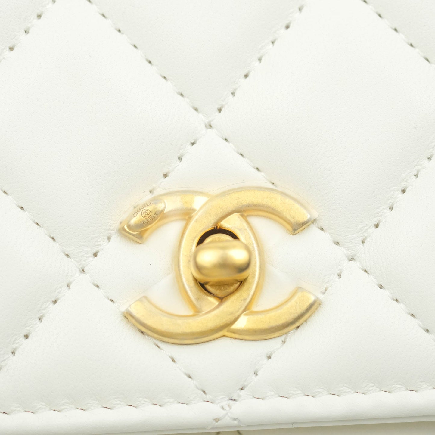 Chanel Quilted Pearl Crush Wallet on Chain WOC White Lambskin Aged Gold Hardware