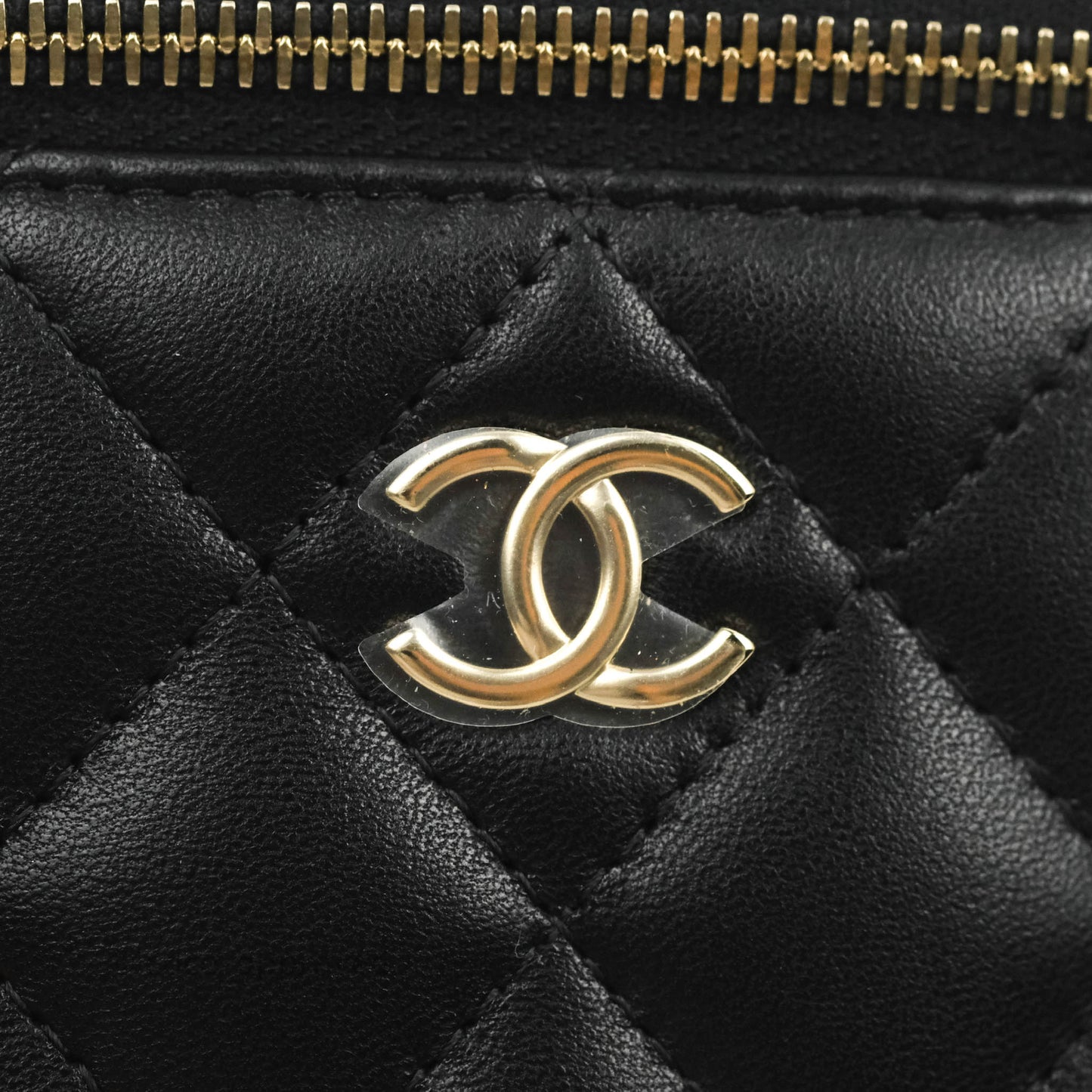 Chanel Mini Top Handle Vanity With Chain Black Lambskin Gold Hardware