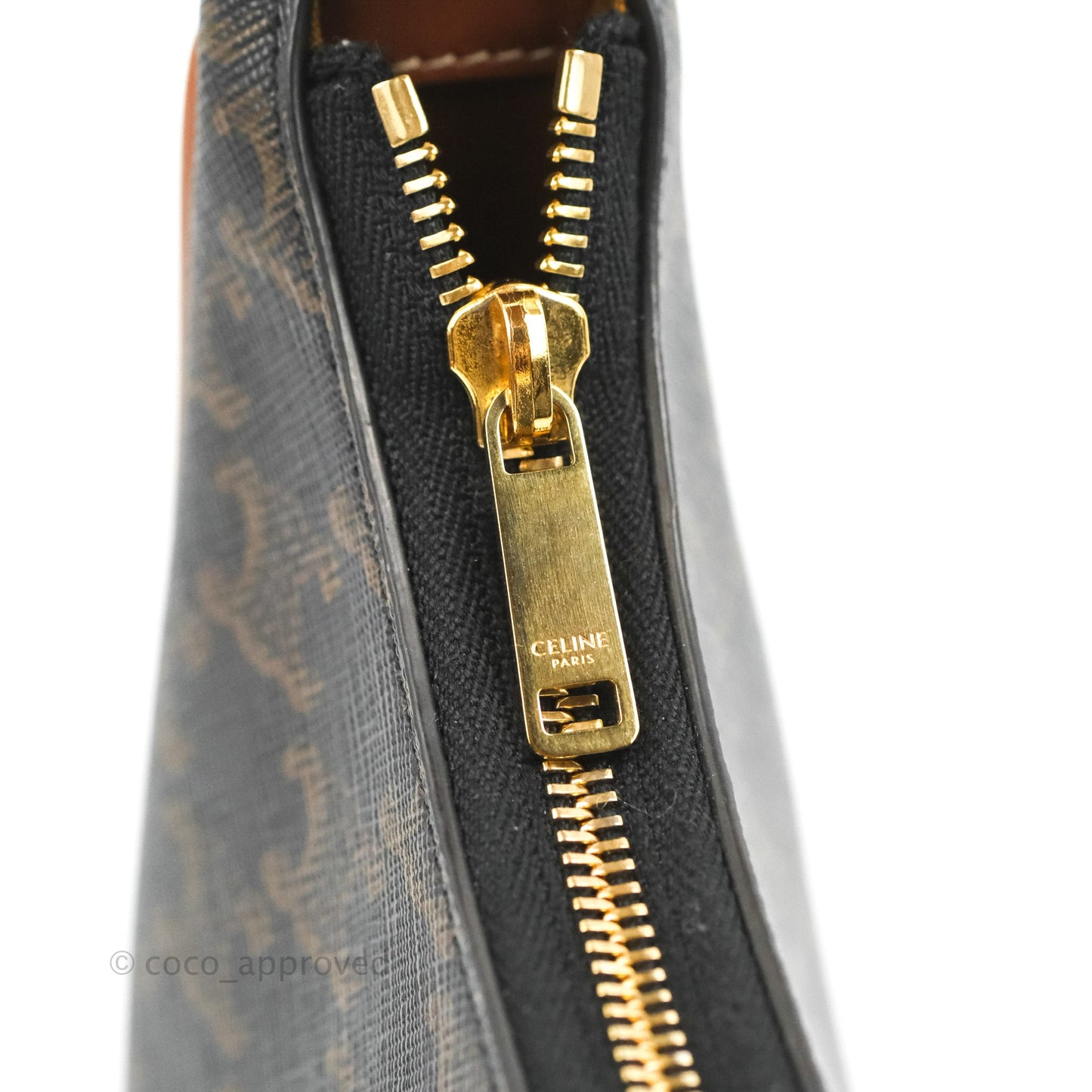 Celine Ava Bag In Triomphe Canvas Calfskin Tan