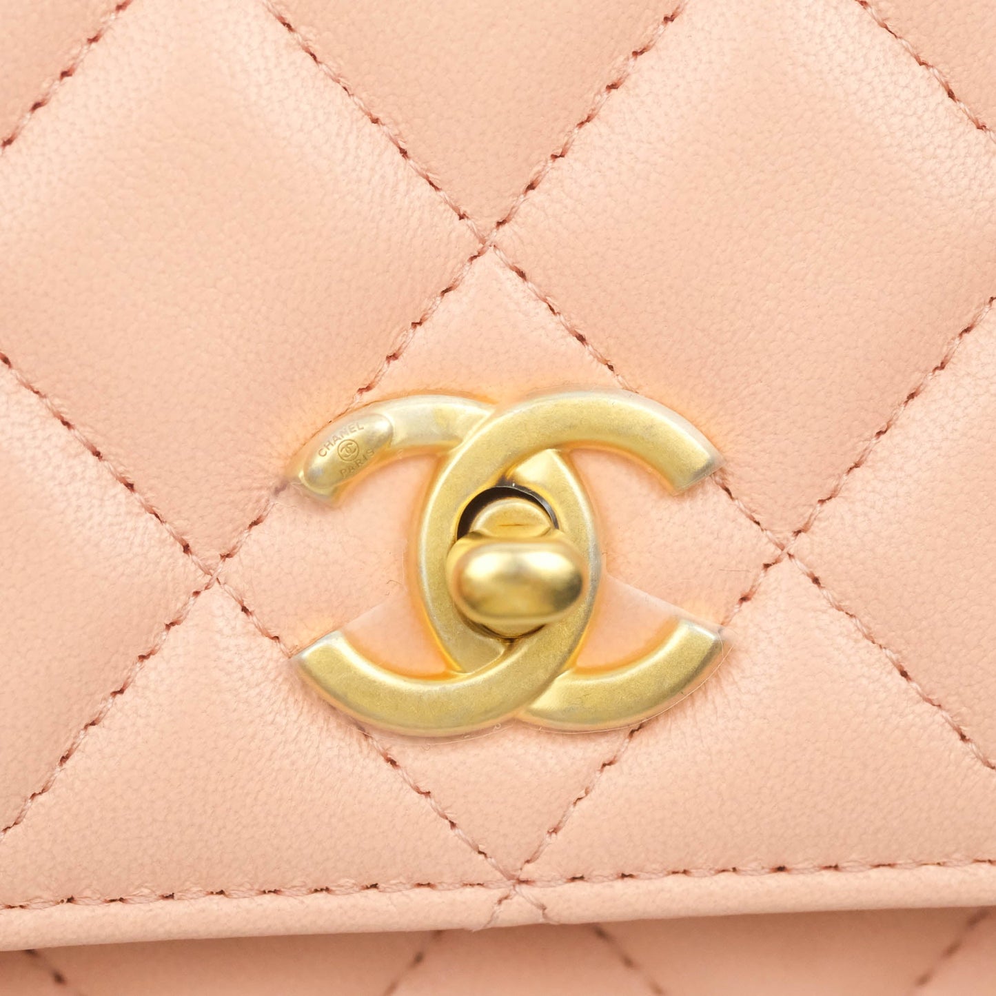 Chanel Quilted Pearl Crush Wallet on Chain WOC Light Pink Lambskin Aged Gold Hardware