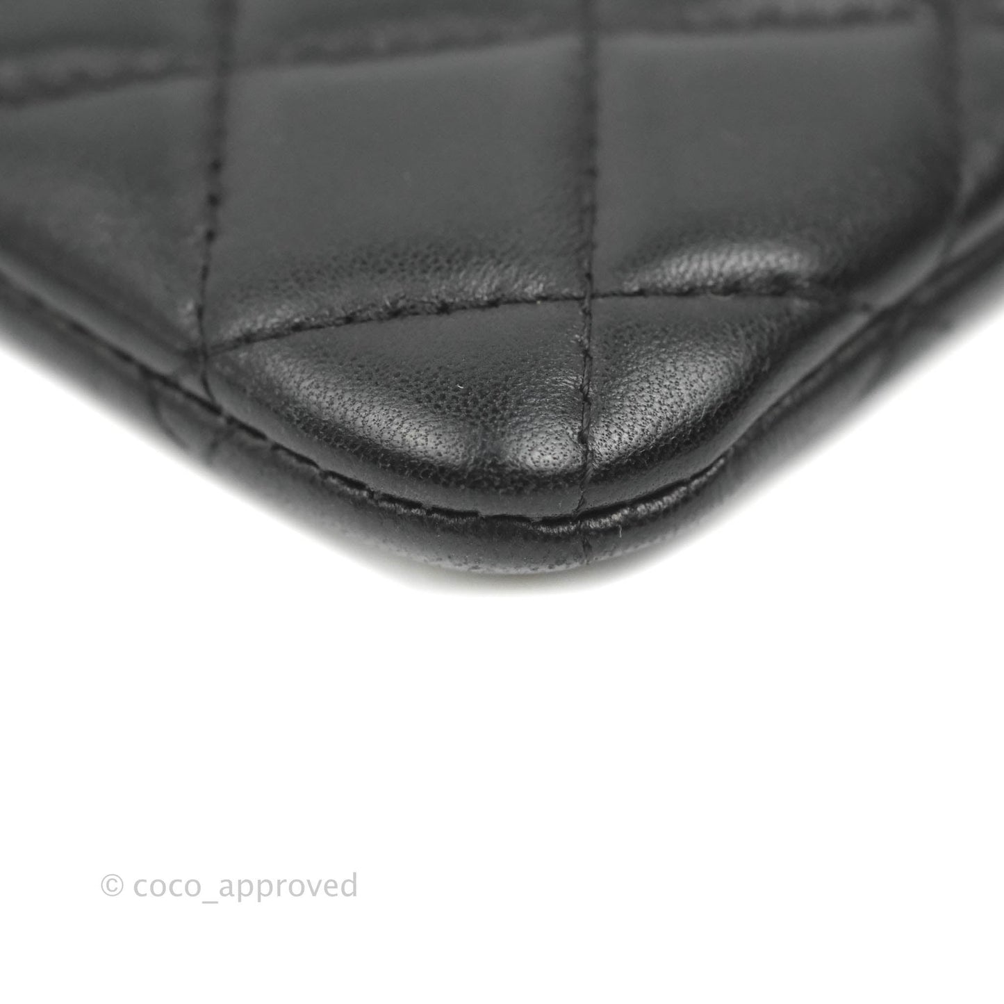 Chanel Quilted Mini O Case Black Lambskin Silver Hardware