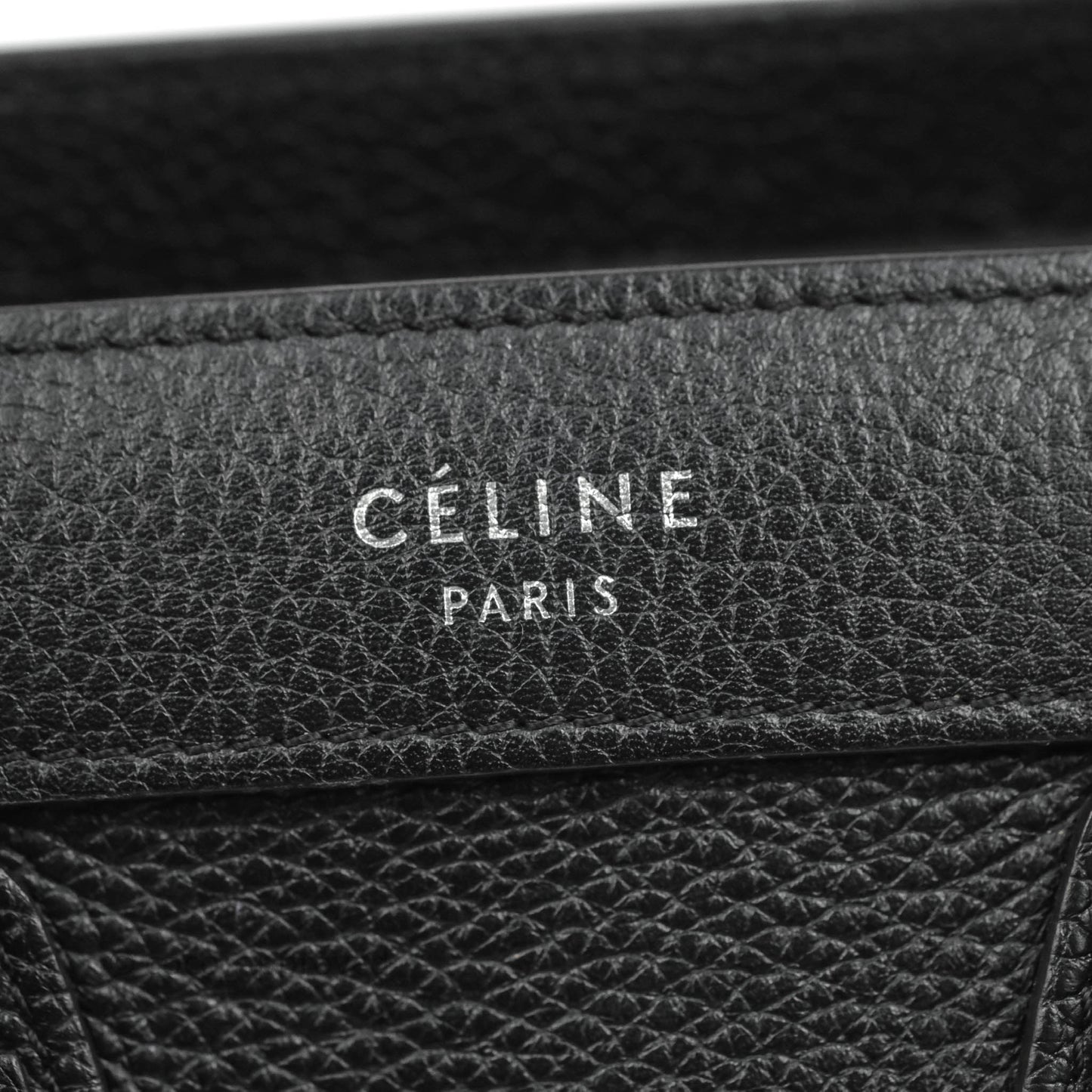 Celine Nano Luggage Black Drummed Calfskin Silver Hardware