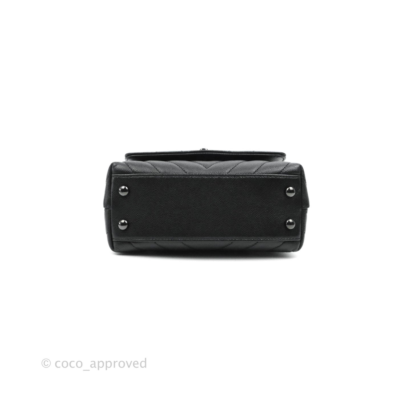 Chanel Mini Chevron Coco Handle Bag So Black Caviar