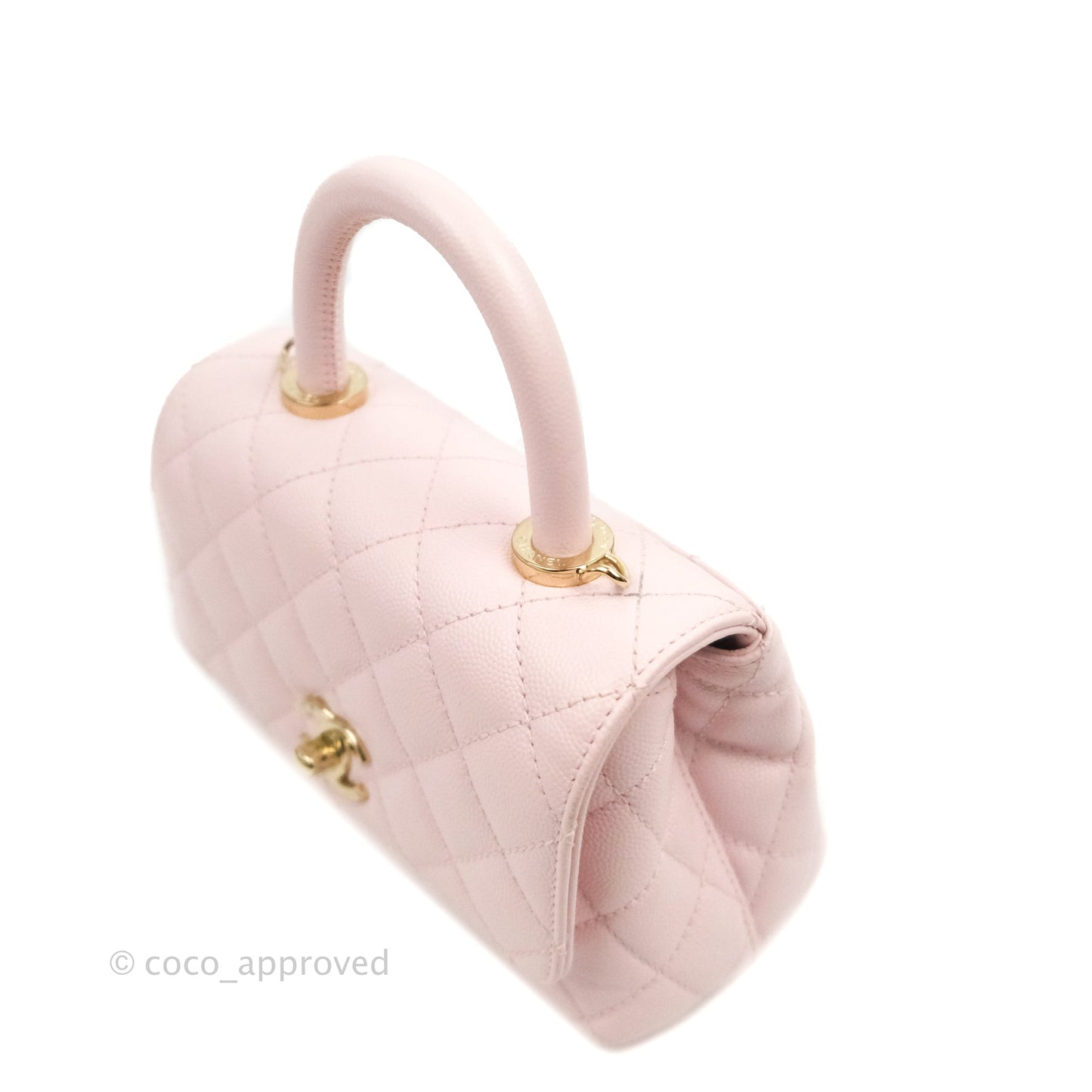 Chanel Mini Coco Handle Quilted Light Pink Caviar Gold Hardware