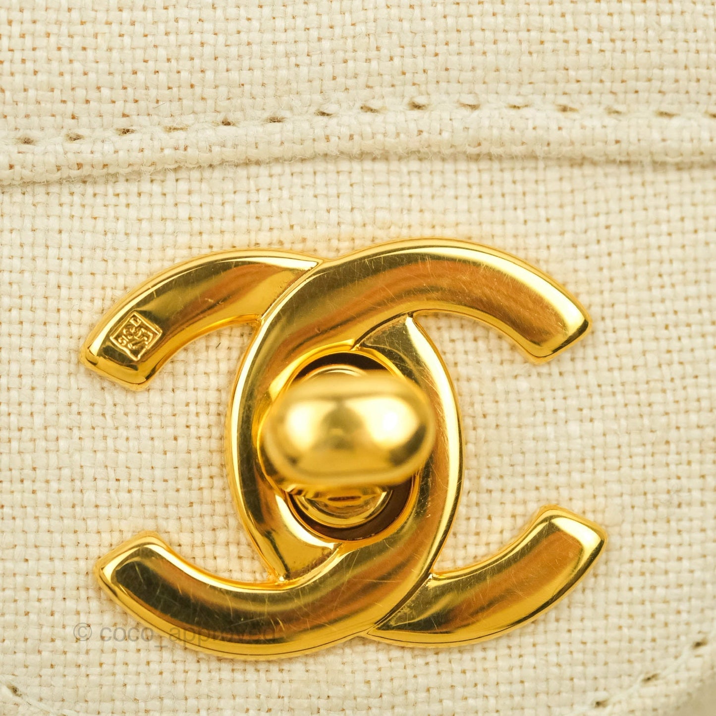 Chanel Small Flap Camellia Embroidered Ivory Beige Linen Canvas 24K Gold Hardware