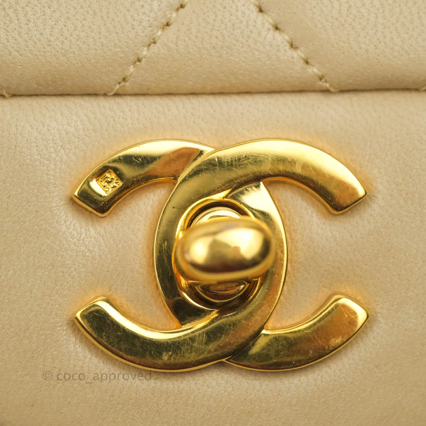 Chanel Classic Vintage Small Flap Beige Lambskin 24K Gold Hardware