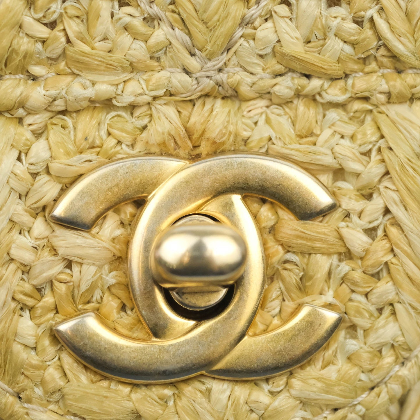 Chanel Classic M/L Medium Double Flap Woven Reed Aged Gold Hardware