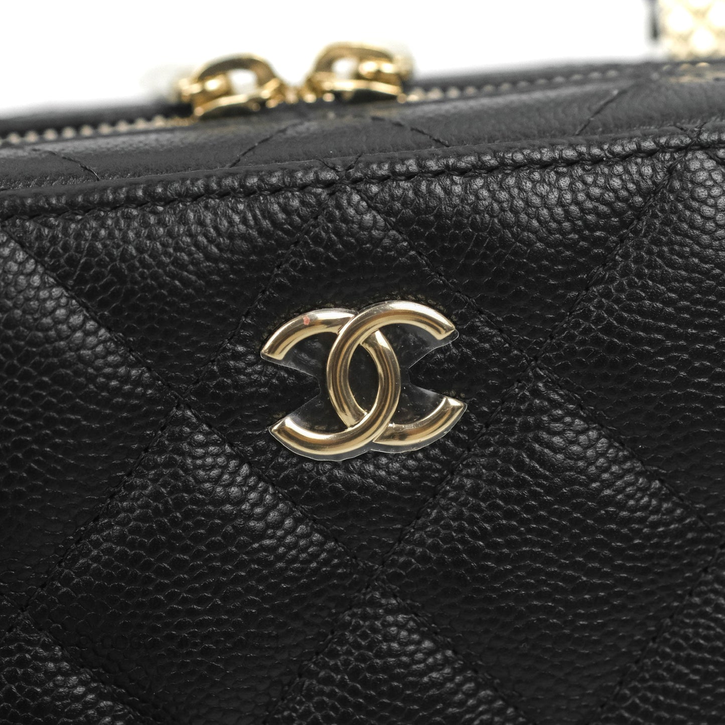 Chanel Vanity Handle With Chain Black Caviar Gold Hardware 22P