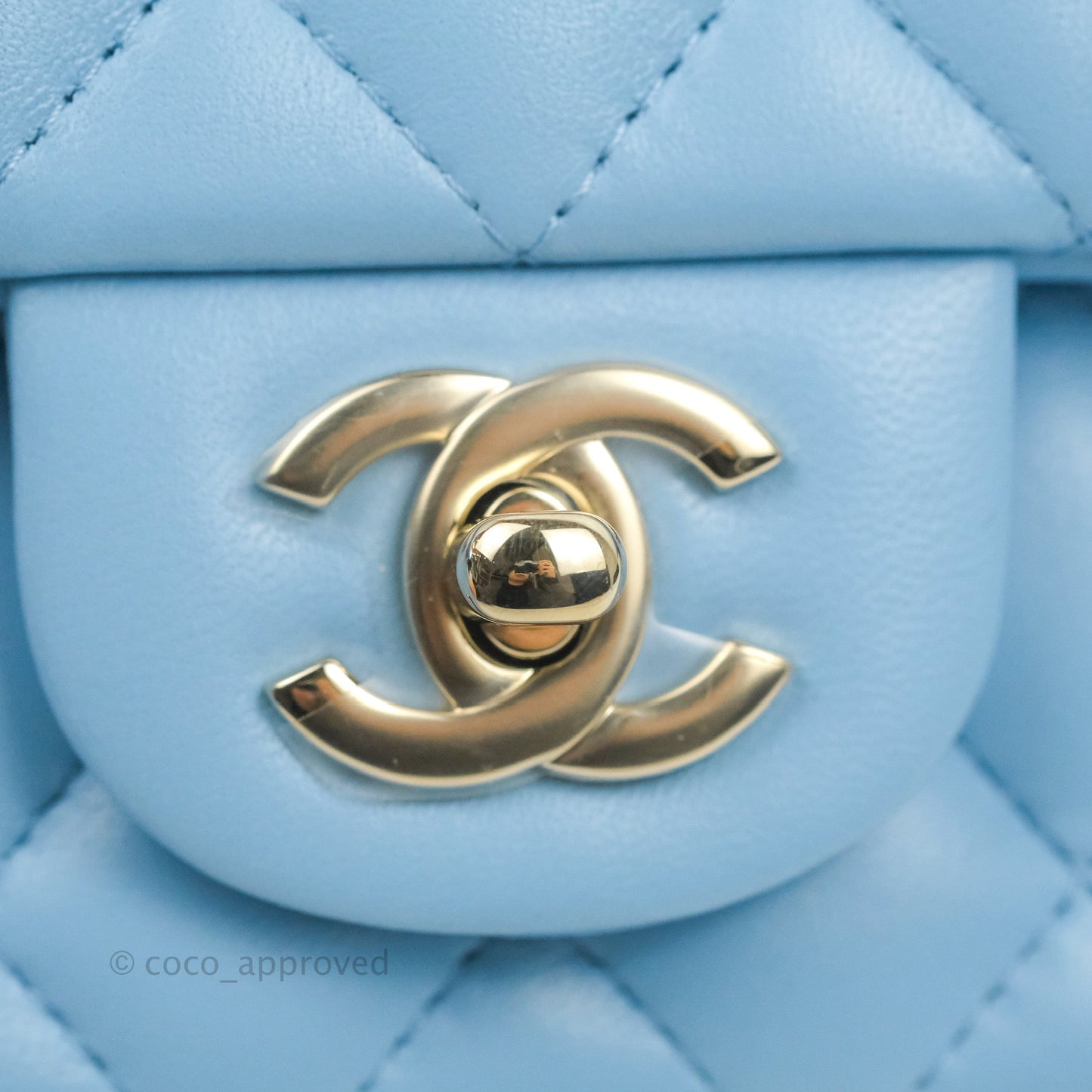 Chanel Quilted Mini Rectangular Flap Blue Lambskin Gold Hardware