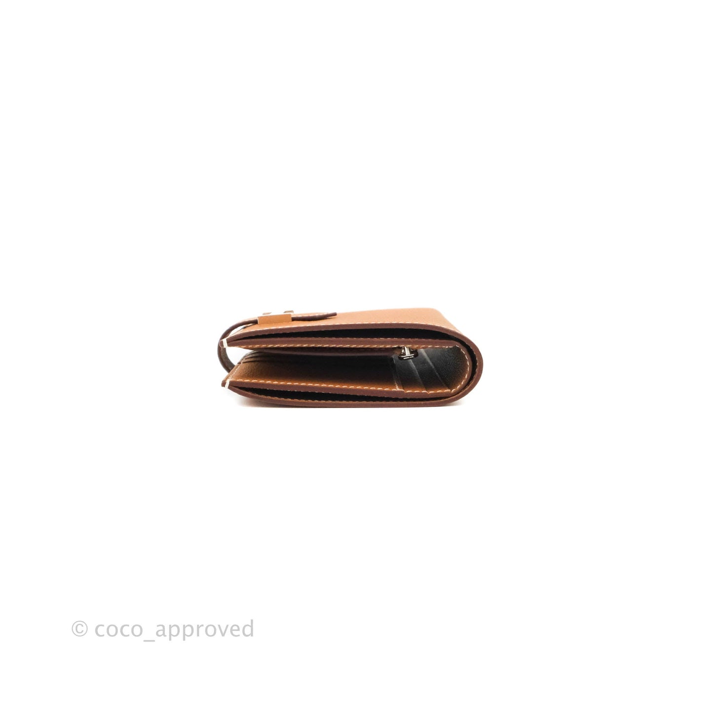 Hermes Bearn Card Holder Gold Epsom Palladium Hardware
