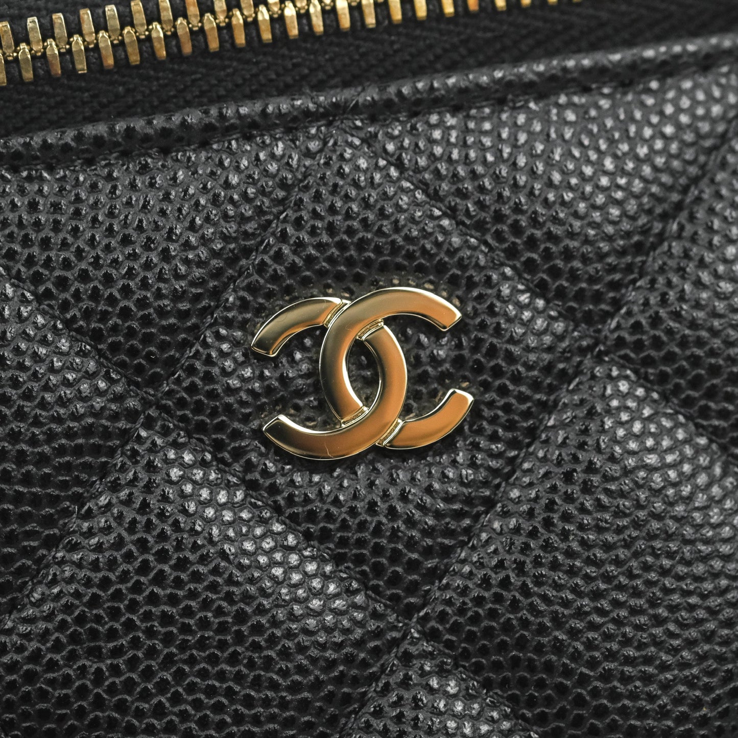 Chanel Mini Vanity With Chain Black Caviar Gold Hardware