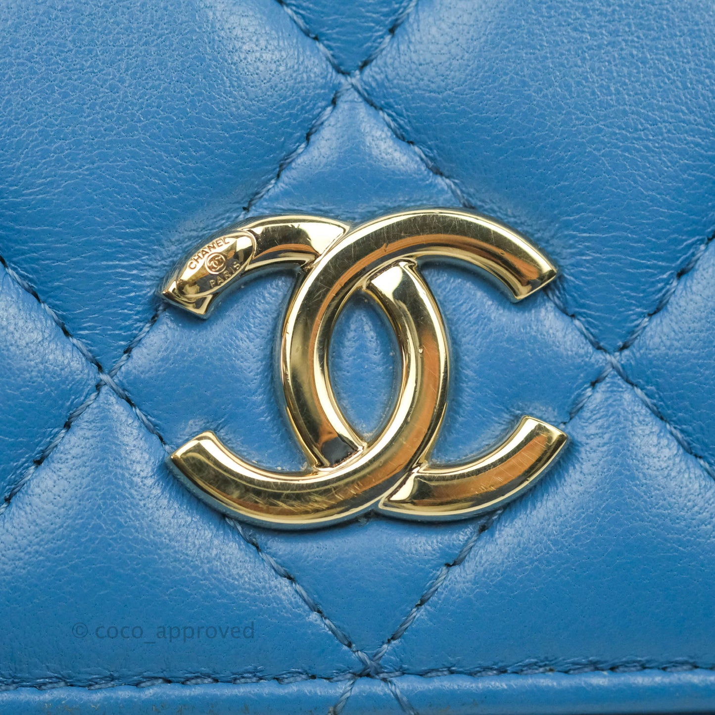 Chanel Ribbon Belt Bag Blue Lambskin Gold Hardware