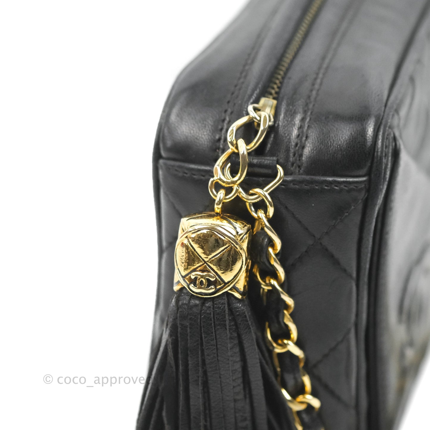 Chanel Vintage Small Camera Bag Black Lambskin Gold Hardware