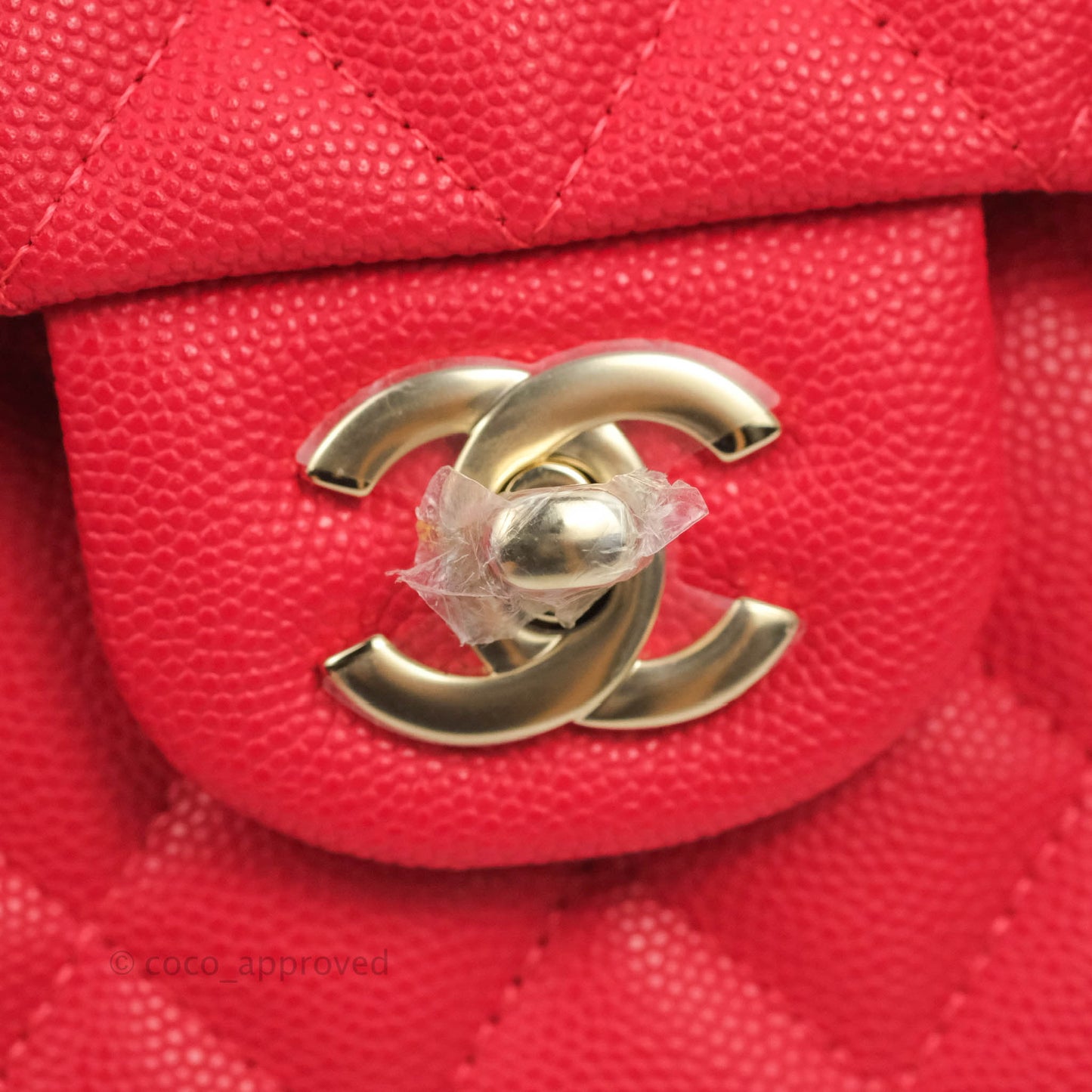 Chanel Small Classic Quilted Flap Red Caviar Gold Hardware