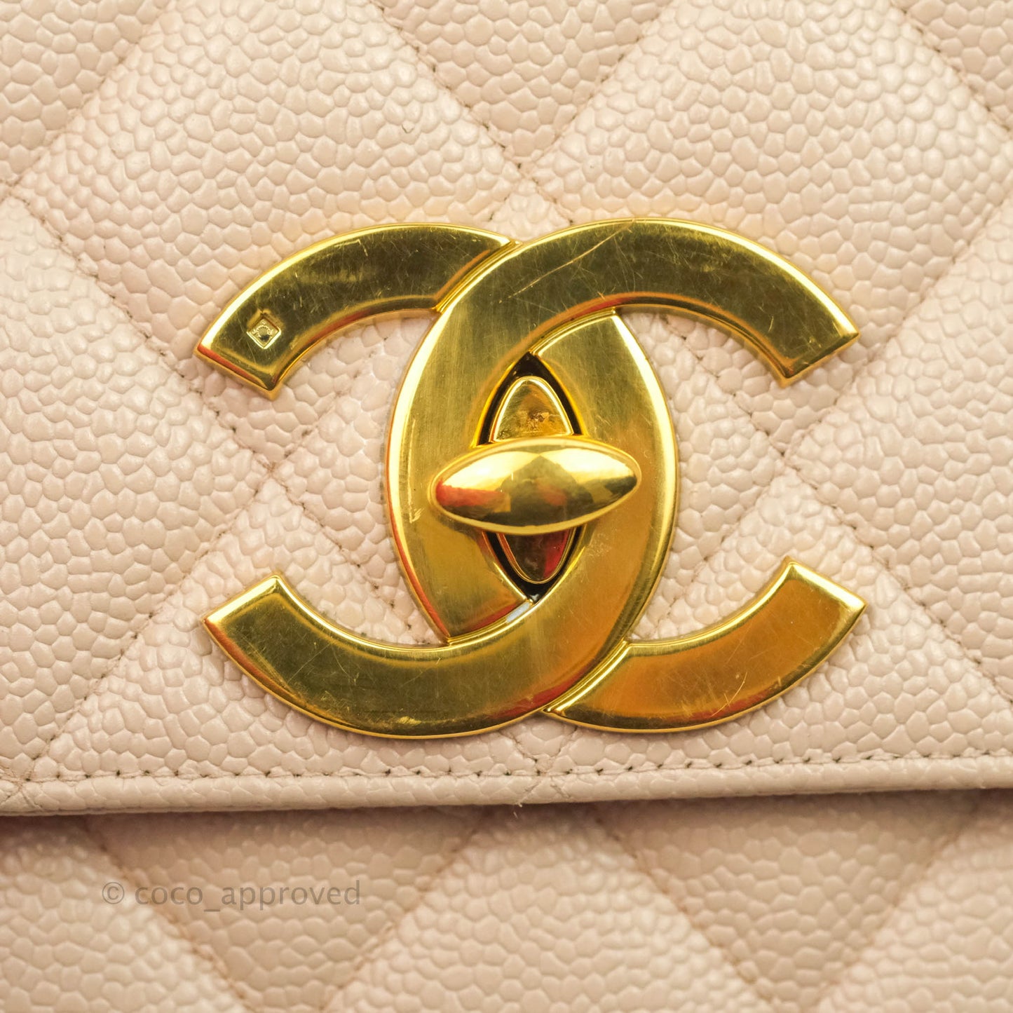 Chanel Vintage CC Large Square Shoulder Bag Dusty Pink Caviar 24K Gold Hardware