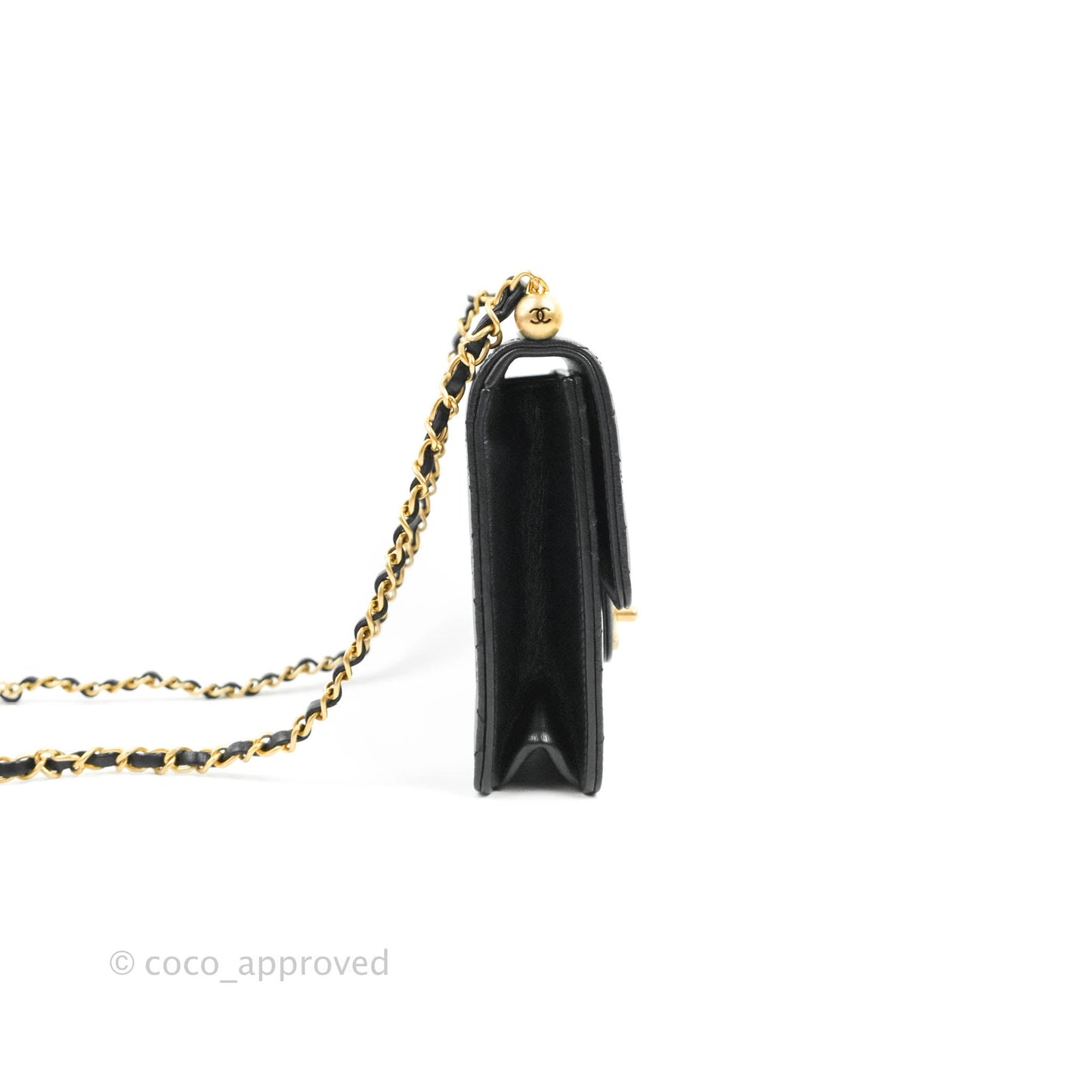 Chanel Quilted Chic Pearls Flap Black Goatskin Aged Gold Hardware