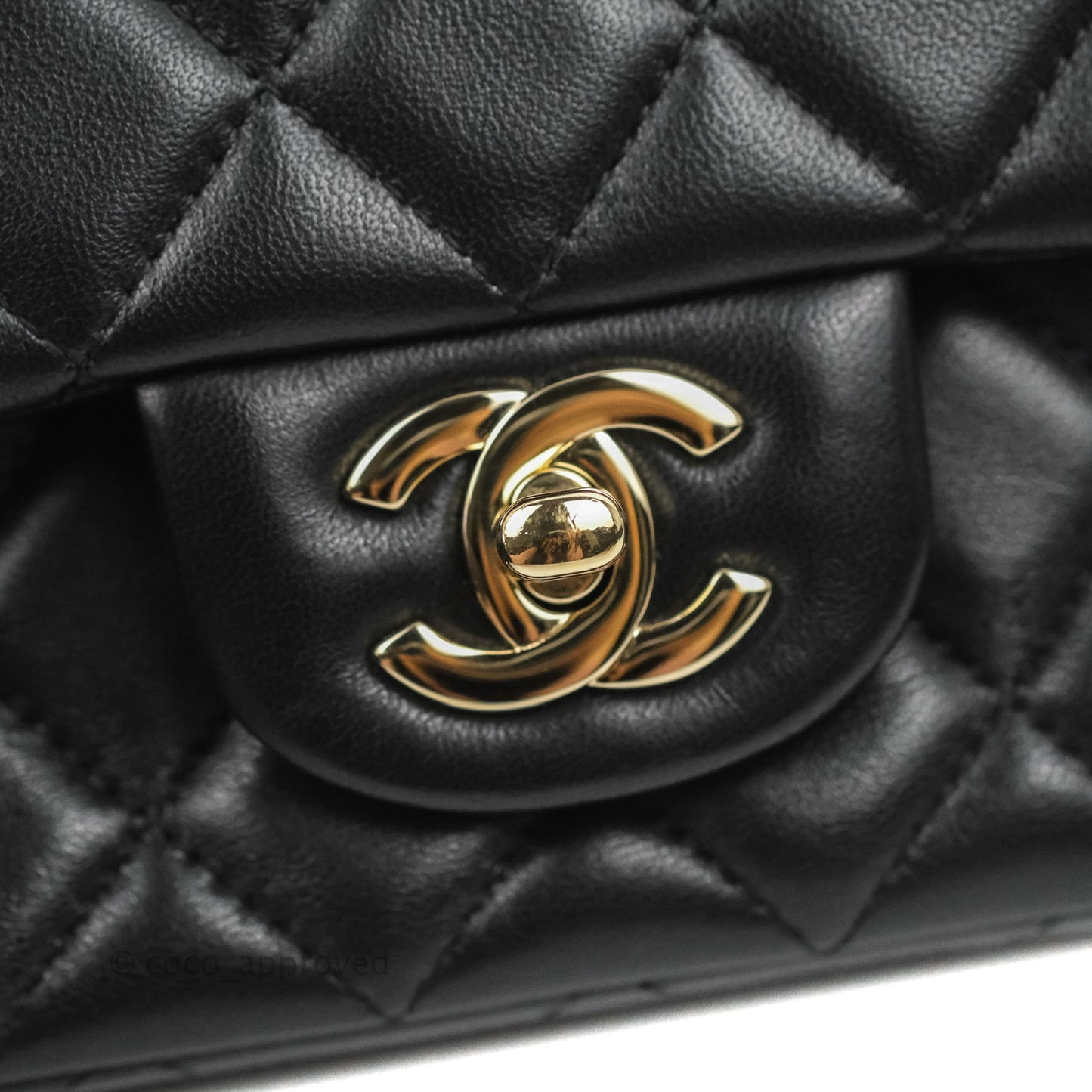 Chanel Quilted Mini Rectangular Flap Black Lambskin Light Gold Hardware