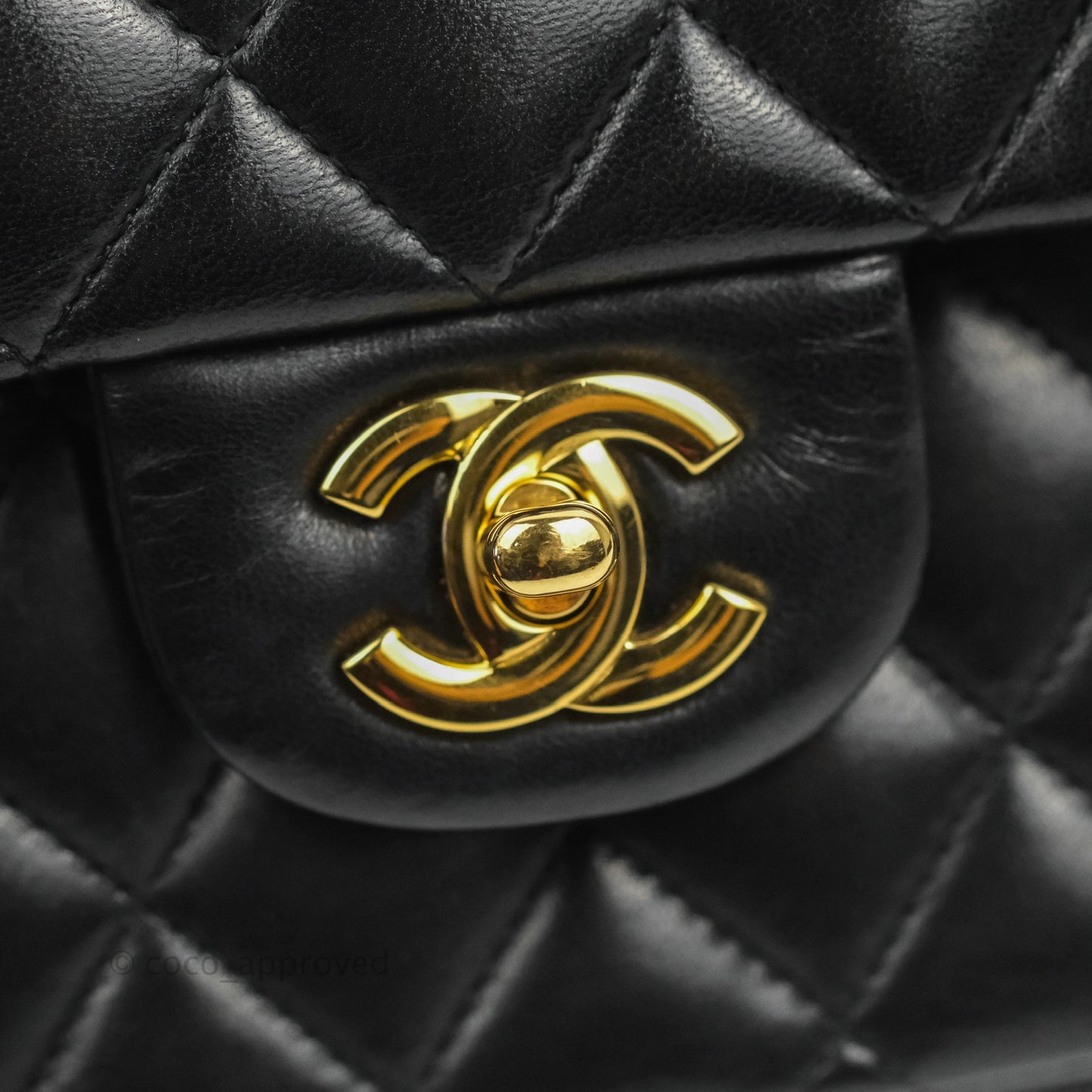 Chanel Classic M/L Medium Double Flap Black Lambskin Gold Hardware