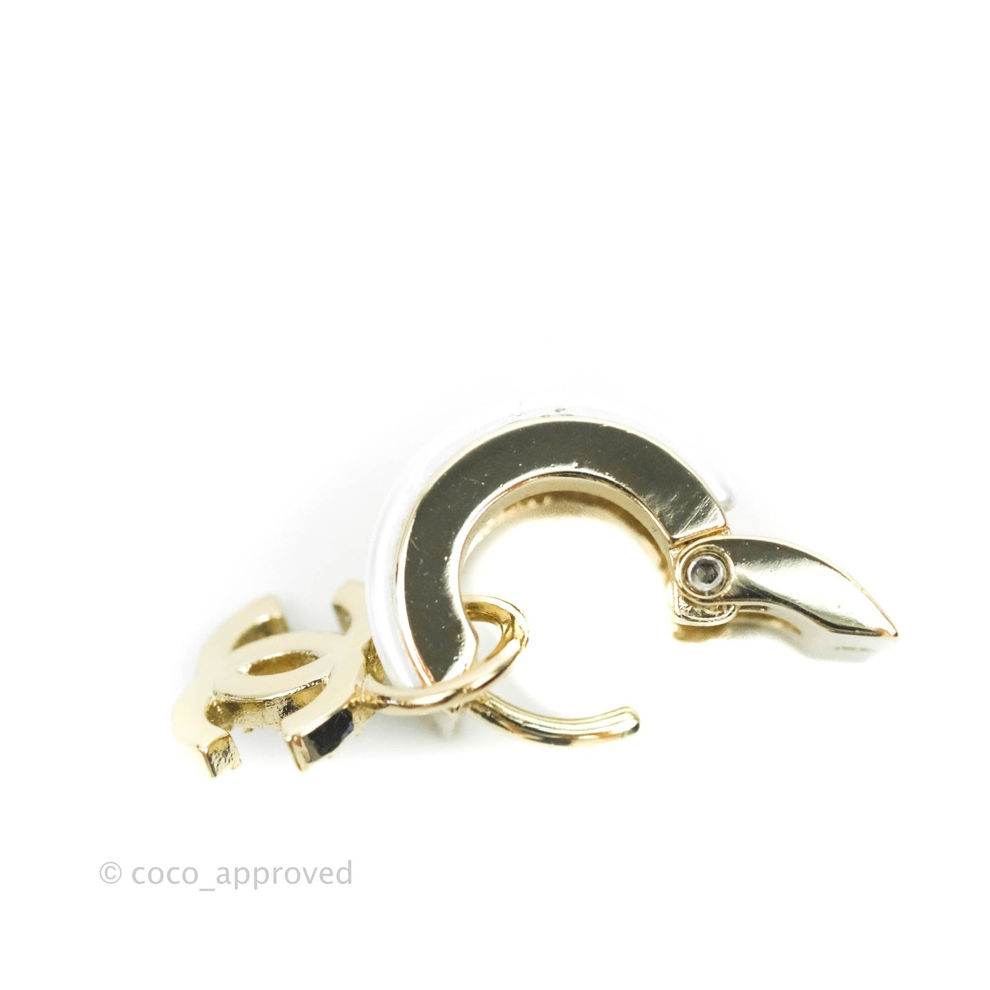 Chanel CC Crystal Earrings Gold Tone