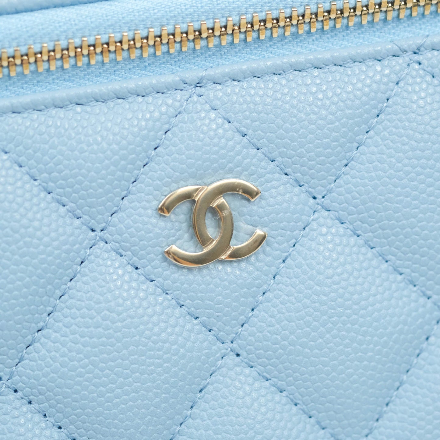 Chanel Vanity with Chain Blue Caviar Gold Hardware 22S