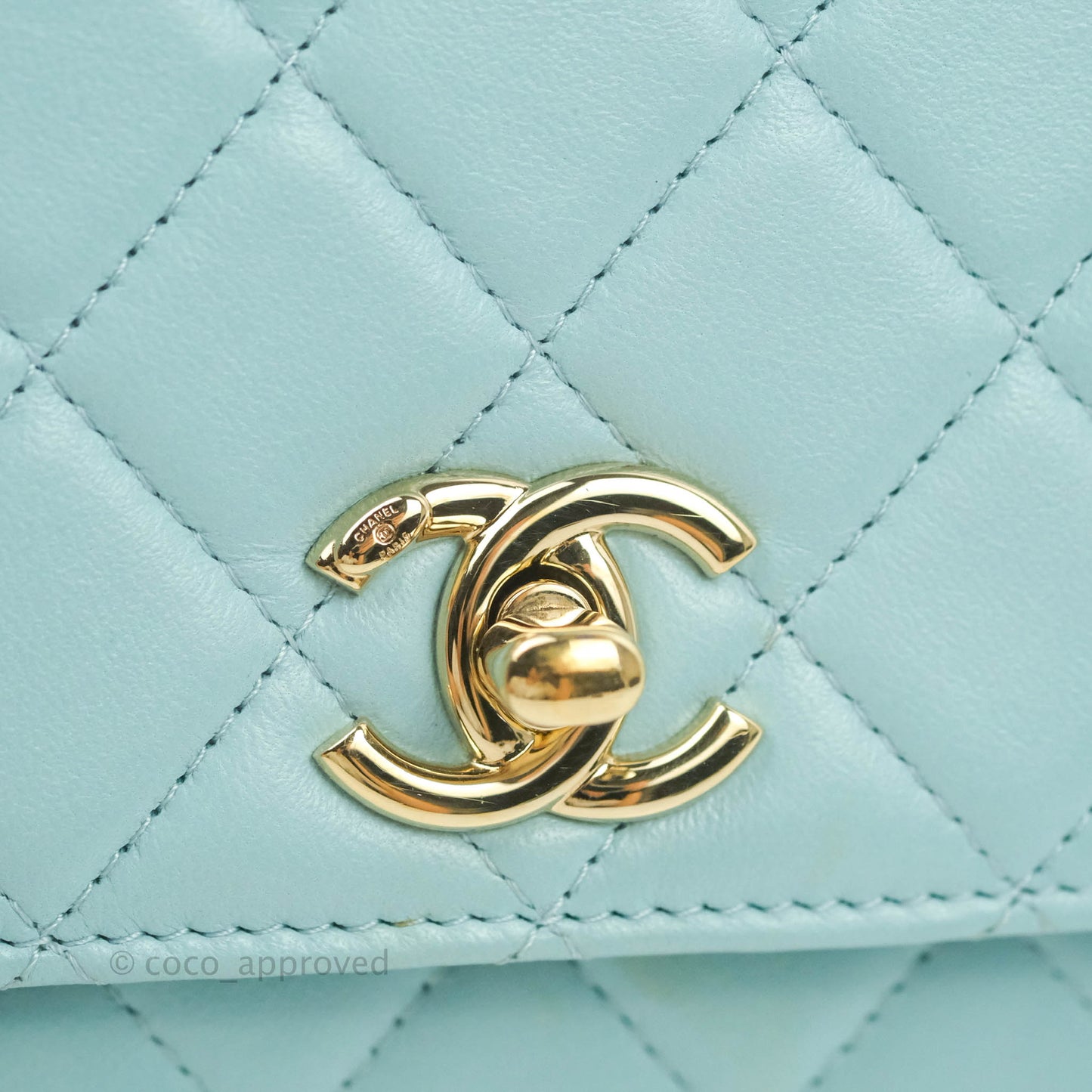 Chanel Trendy CC Quilted Wallet on Chain WOC Tiffany Blue Lambskin Gold Hardware