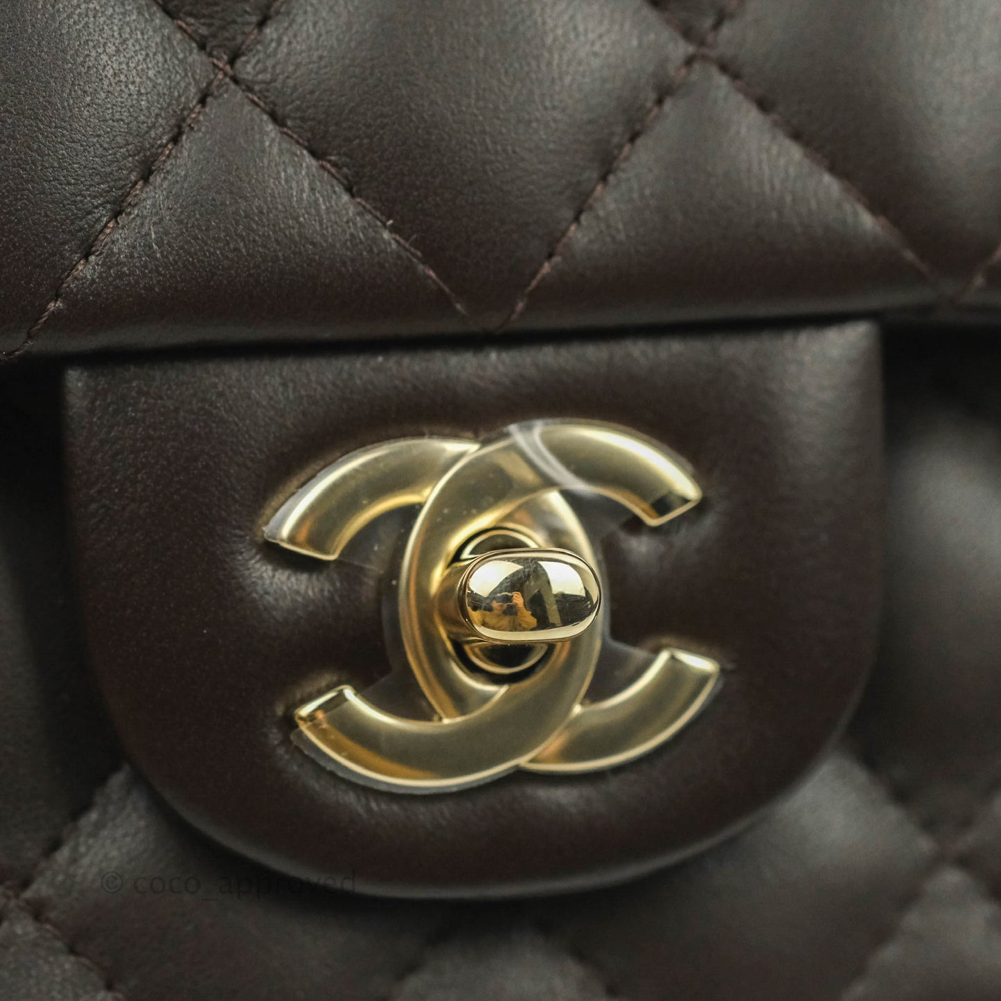 Chanel Quilted Mini Rectangular Chocolate Brown Lambskin Gold Hardware