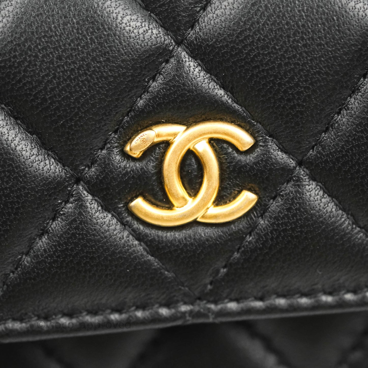 Chanel Mini Pearl Crush Clutch With Chain Belt Black Lambskin Aged Gold Hardware
