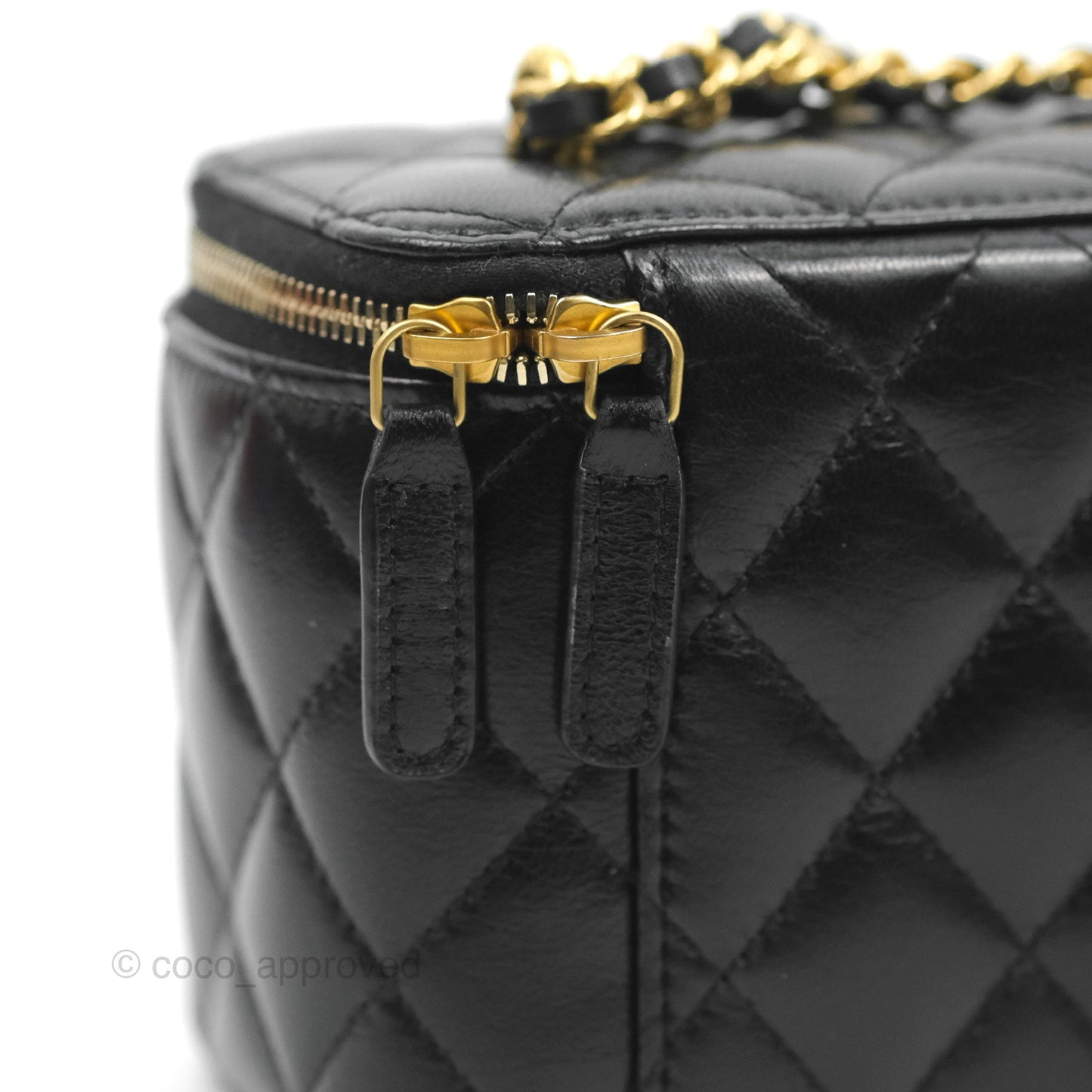 Chanel Vanity with Double Chain Black Shiny Lambskin 23C