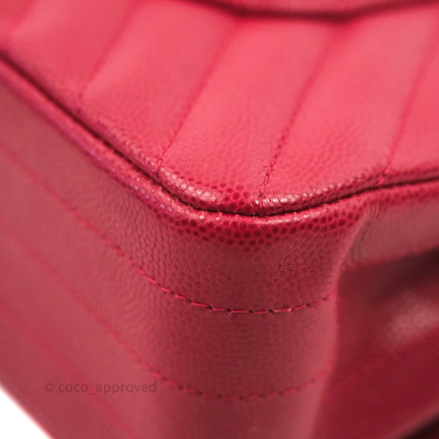 Chanel Classic M/L Medium Chevron Double Flap Cherry Red Caviar Gold Hardware