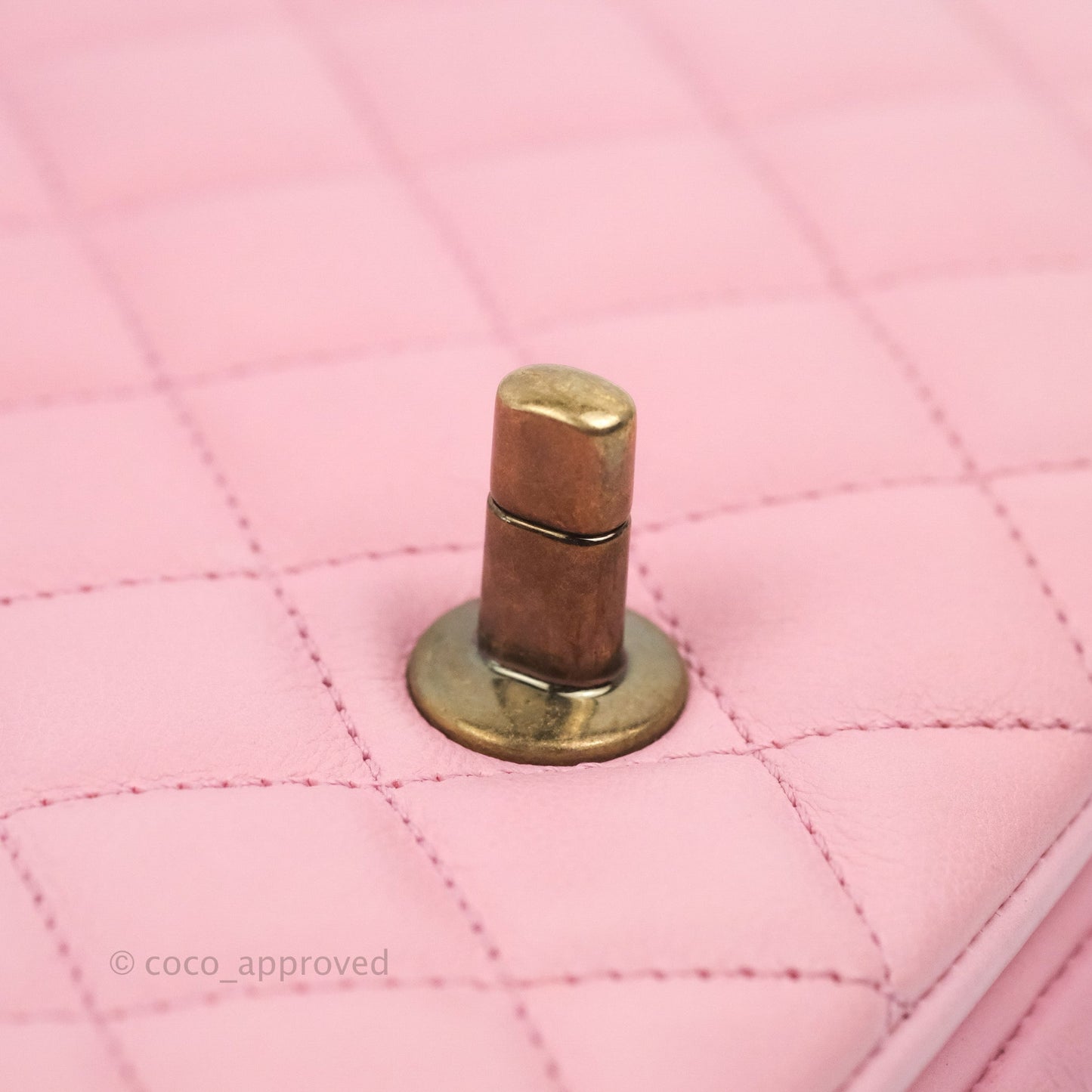 Chanel CC Crown Flap Pink Calfskin Antique Gold Hardware