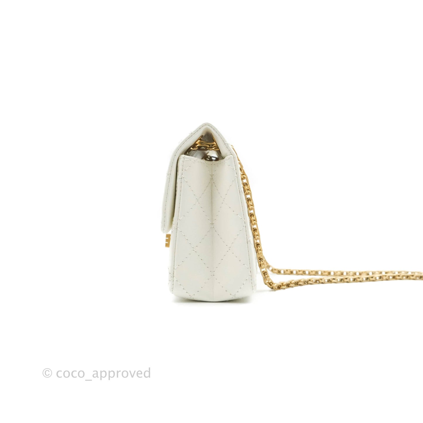 Chanel Mini Reissue 224 White Aged Calfskin Aged Gold Hardware