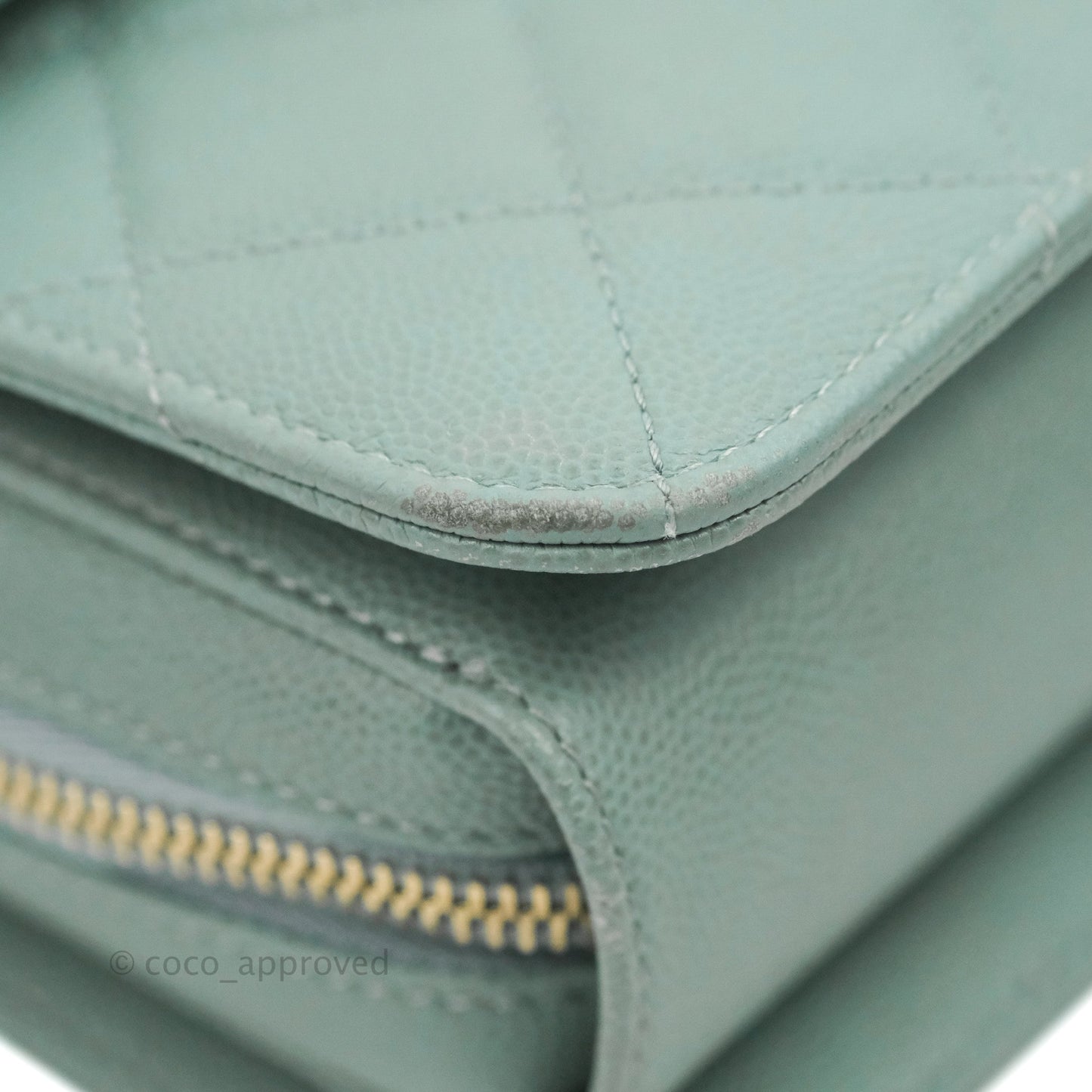 Chanel Quilted Like The Wallet Flap Blue-Greyish Caviar Gold Hardware
