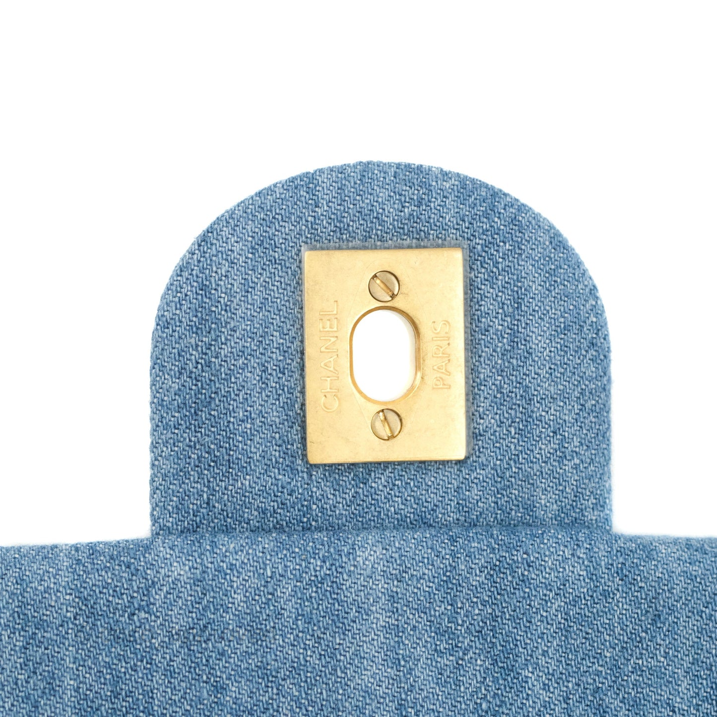 Chanel Mini Rectangular Pearl Crush Quilted Denim Aged Gold Hardware