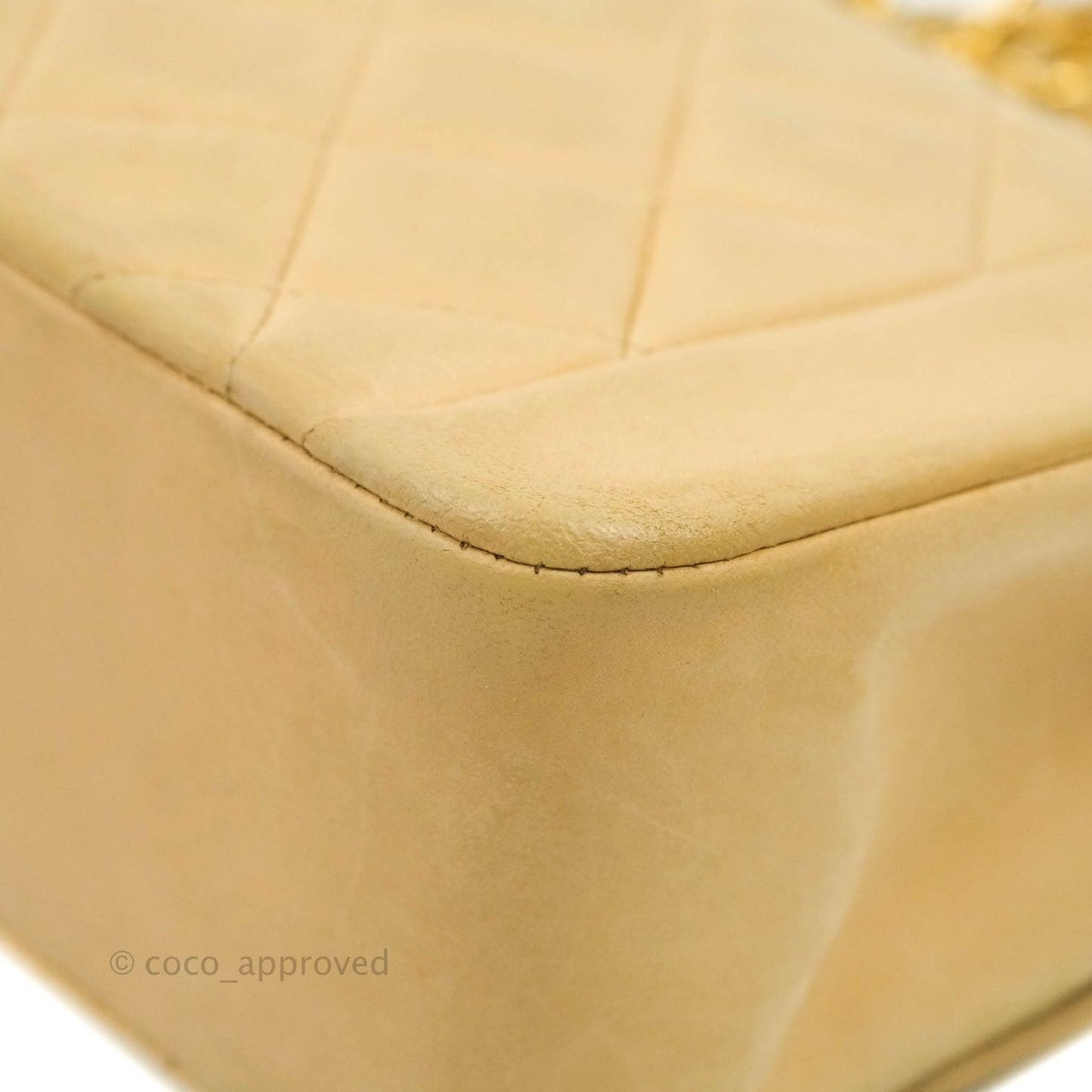 Chanel Vintage Small Quilted Classic Diana Flap Bag Beige Lambskin 24K Gold Hardware