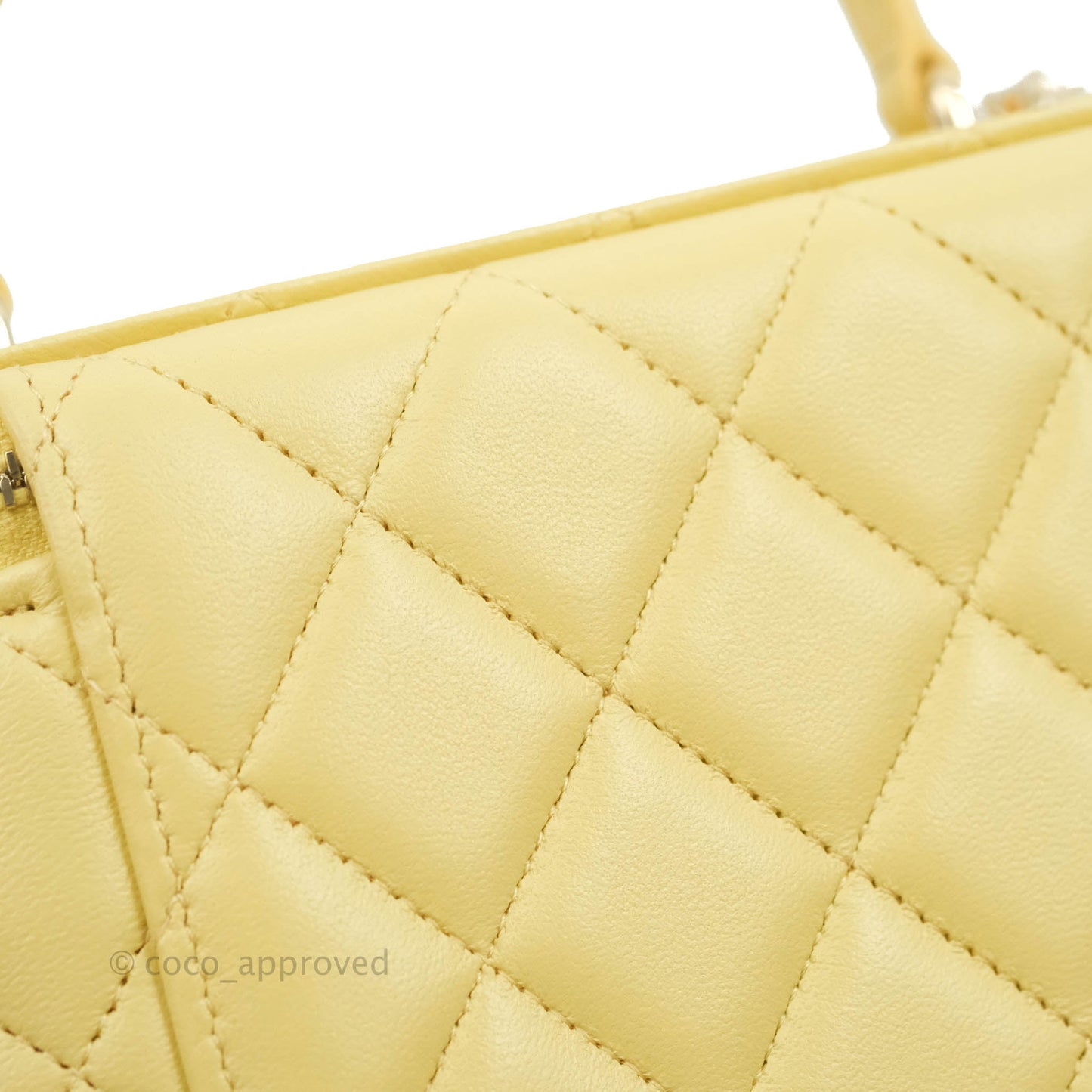 Chanel Vanity Rectangular Top Handle Yellow Lambskin Gold Hardware