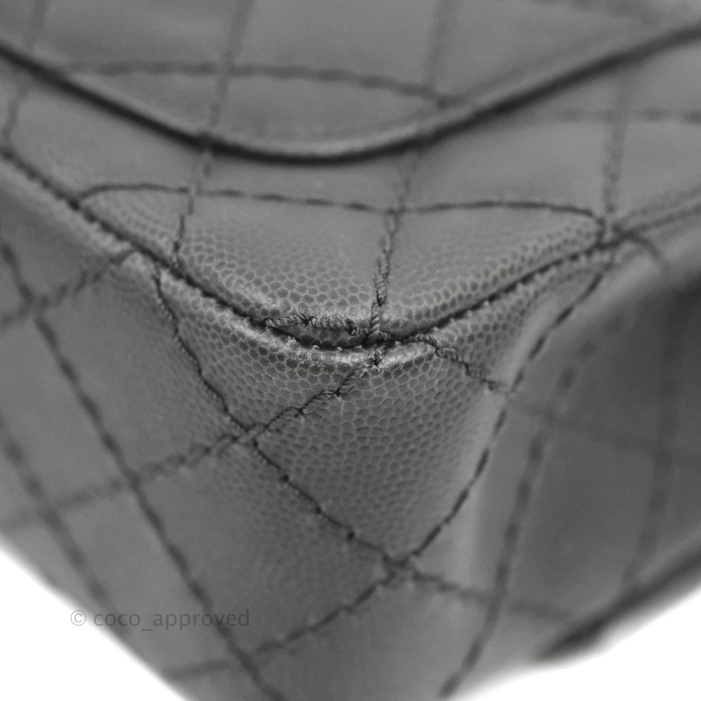 Chanel Quilted Mini Rectangular Dark Grey Caviar Ruthenium Hardware