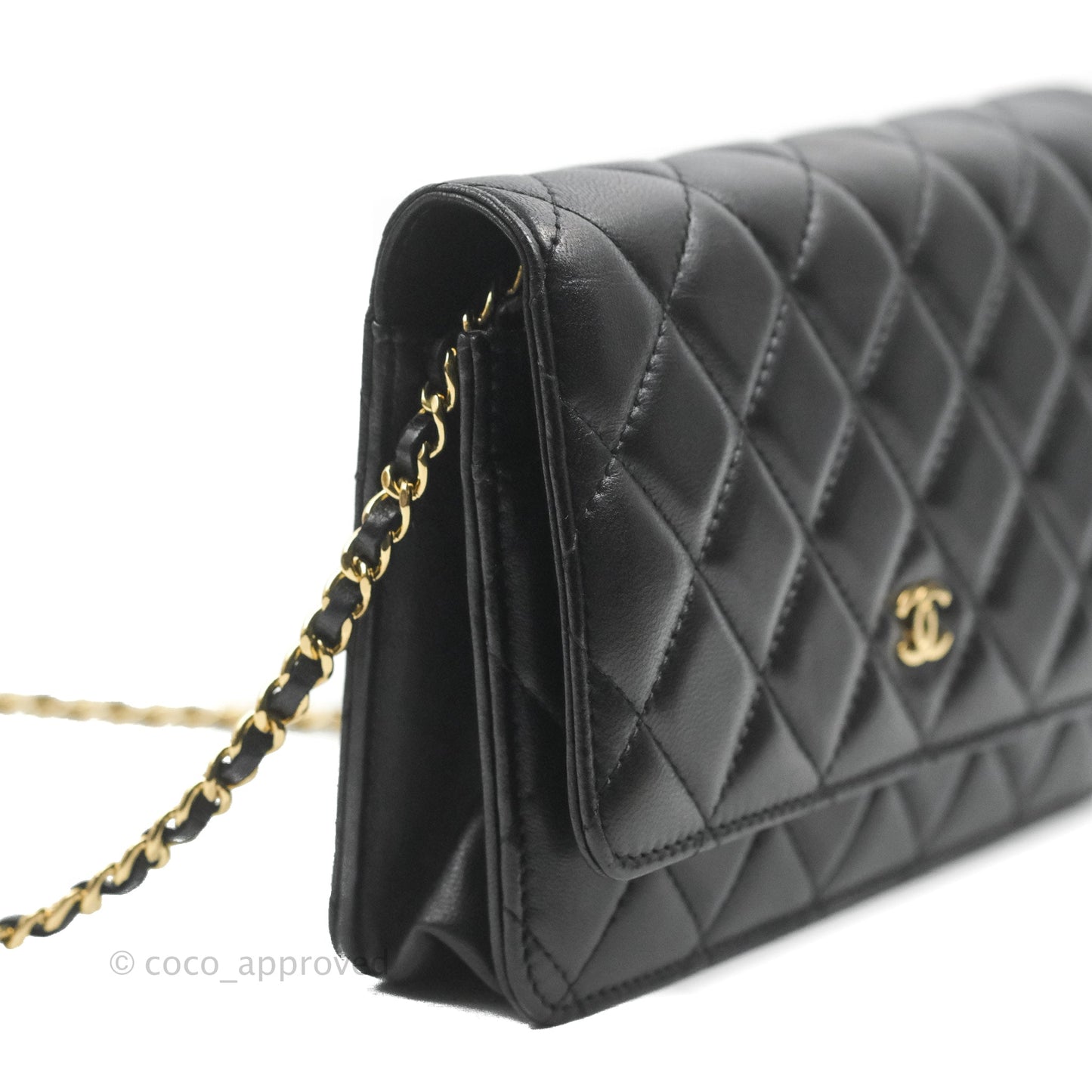 Chanel Quilted Classic Wallet on Chain WOC Black Lambskin Gold Hardware