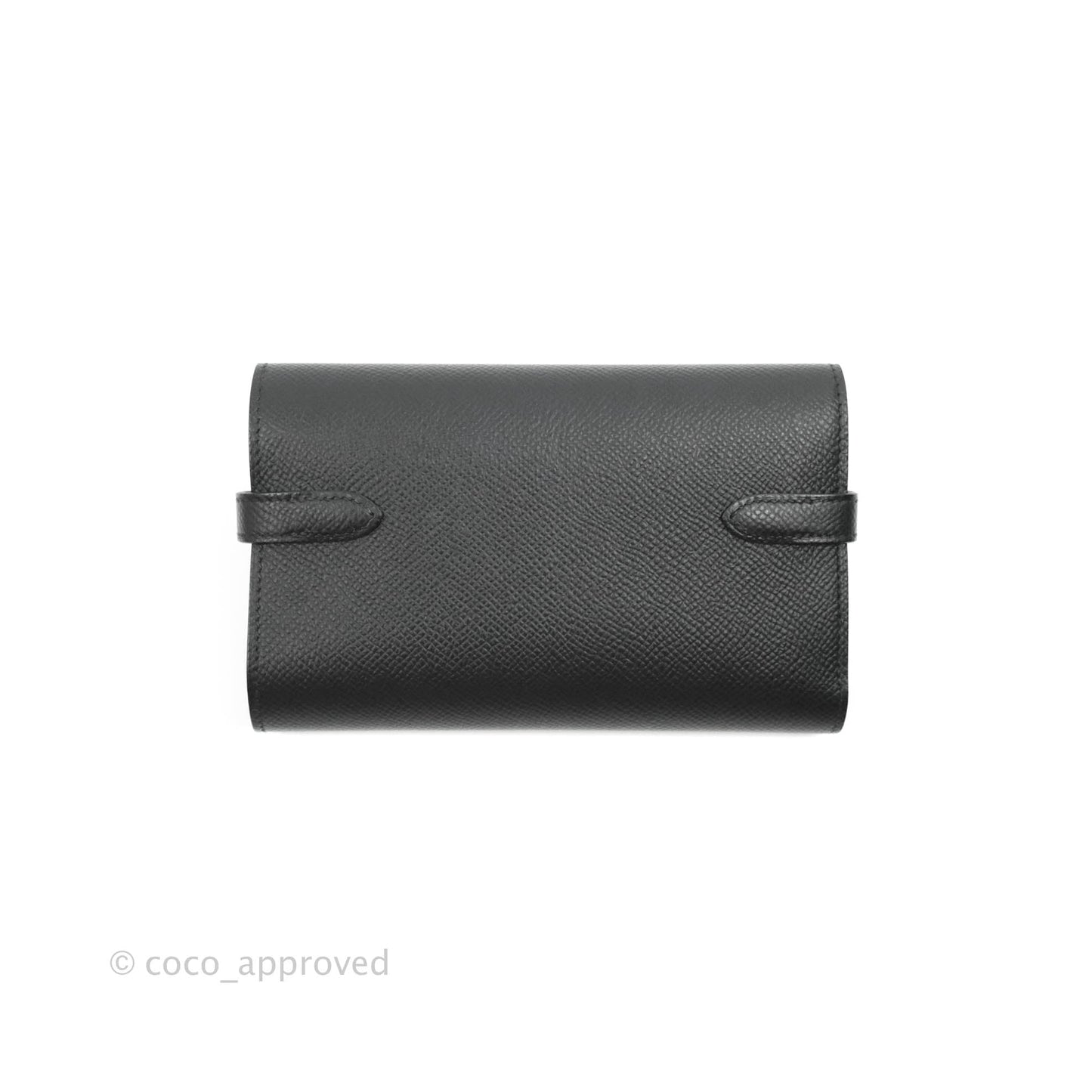 Hermès Small Kelly Wallet Black Epsom Palladium Hardware