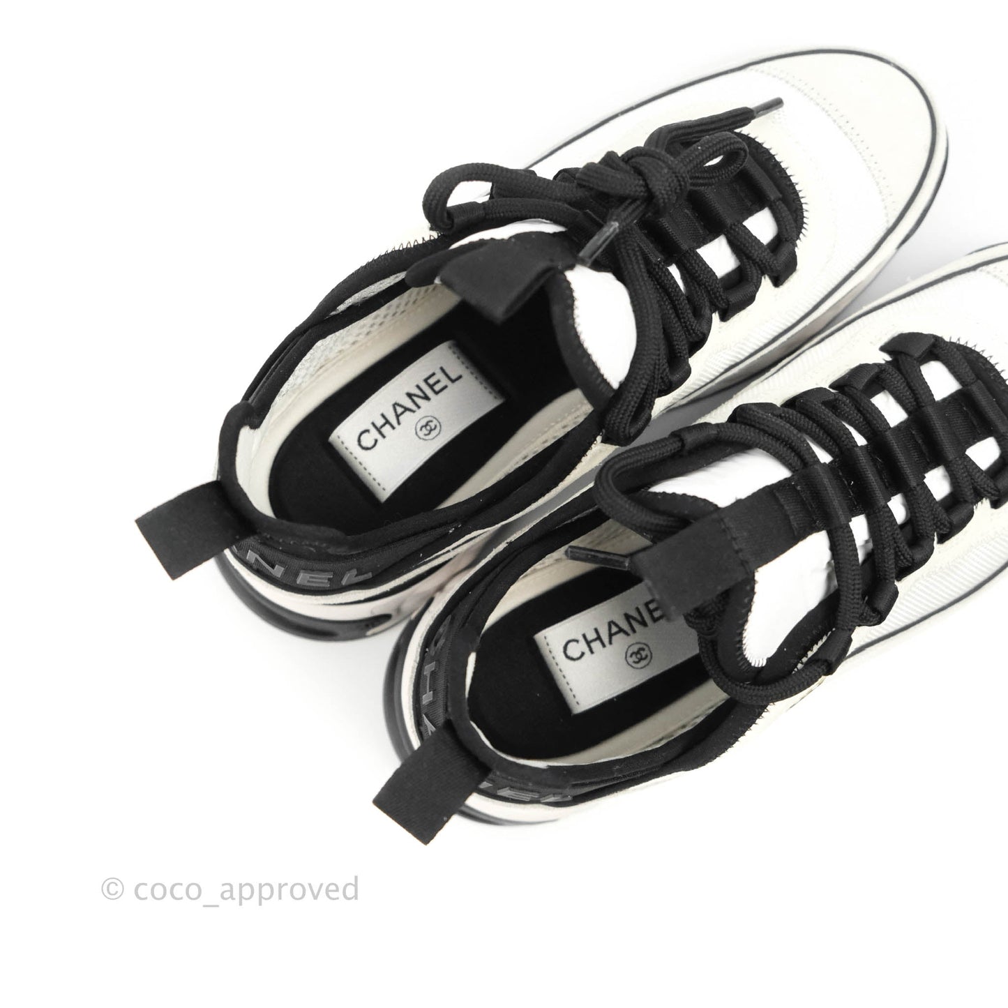 Chanel Black White Sneakers Size 36.5