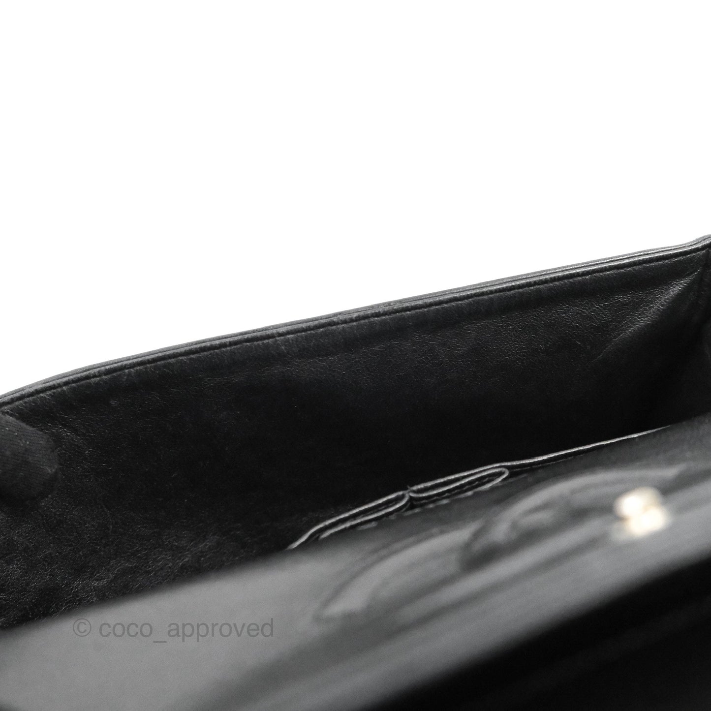 Chanel Classic M/L Medium Flap Quilted Black Patent Silver Hardware