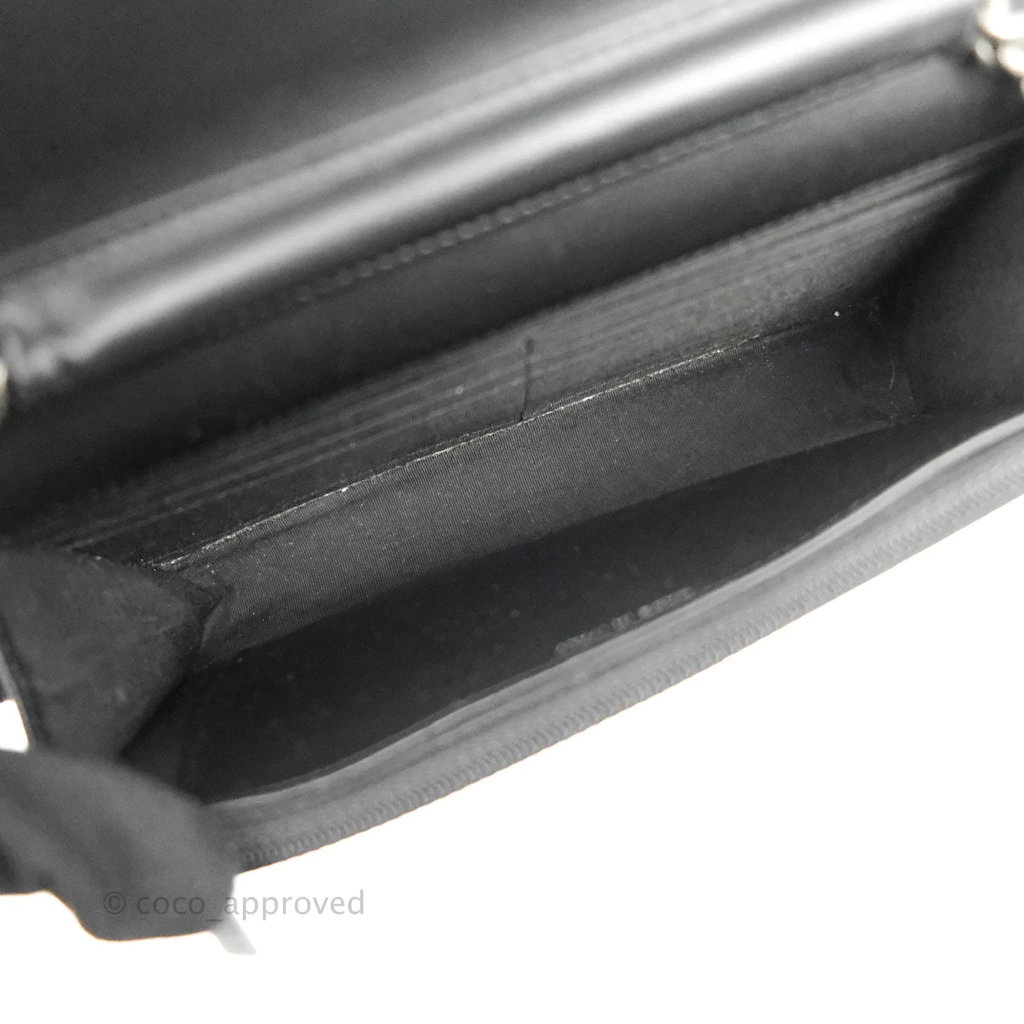 Chanel Quilted Boy Wallet on Chain WOC Black Caviar Ruthenium Hardware