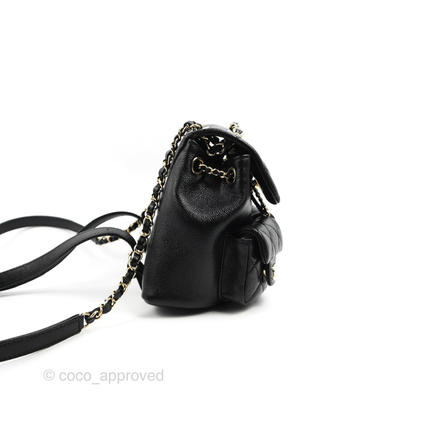 Chanel Duma Backpack Small Black Caviar Gold Hardware 23P