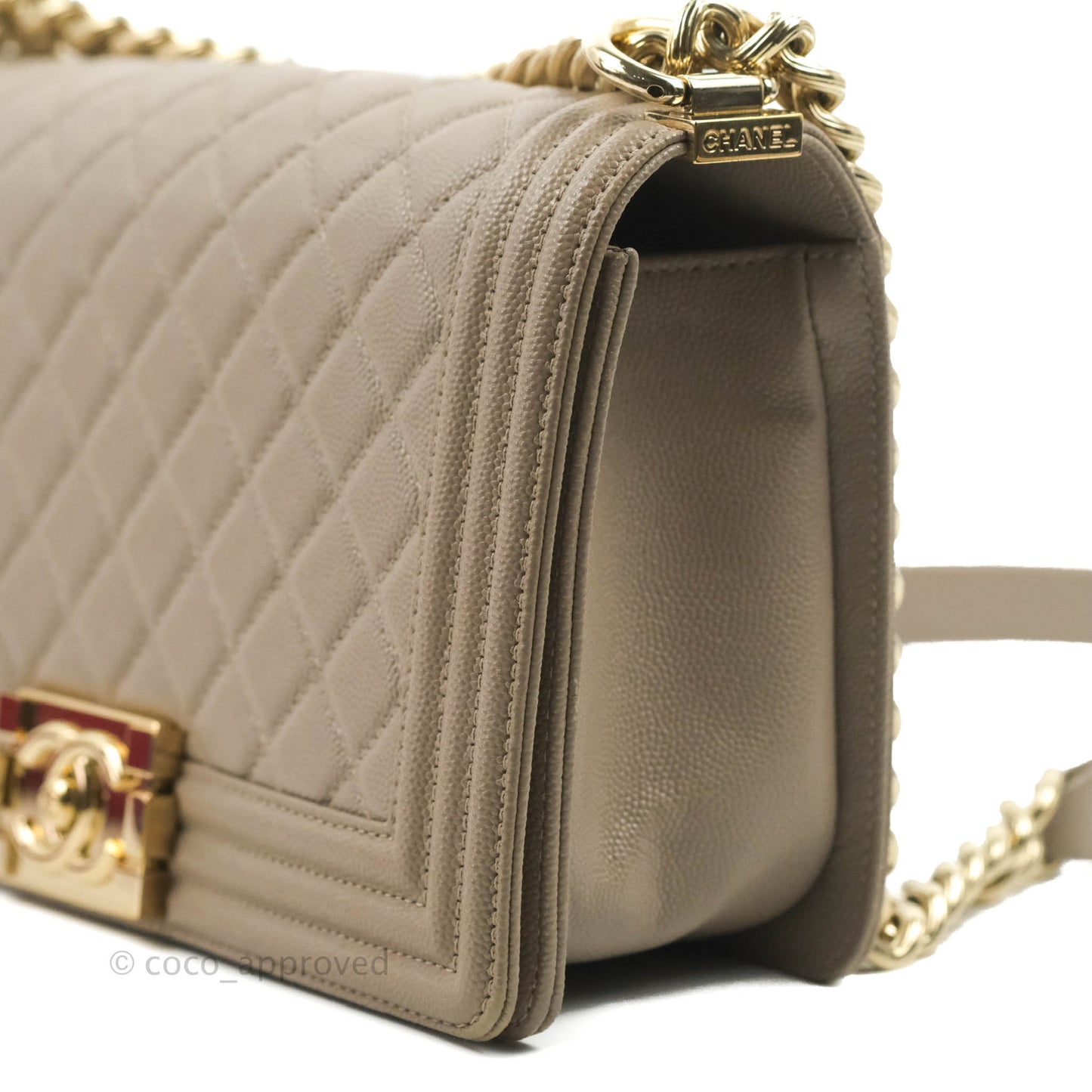 Chanel Quilted Medium Boy Grey Caviar Gold Hardware