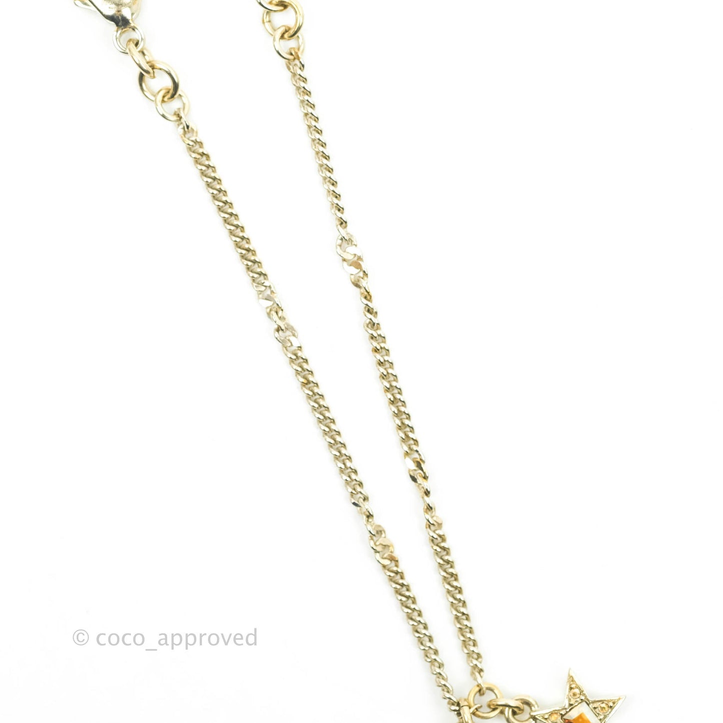 Chanel Champagne Crystal CC & Star Bracelet Gold Hardware 21S