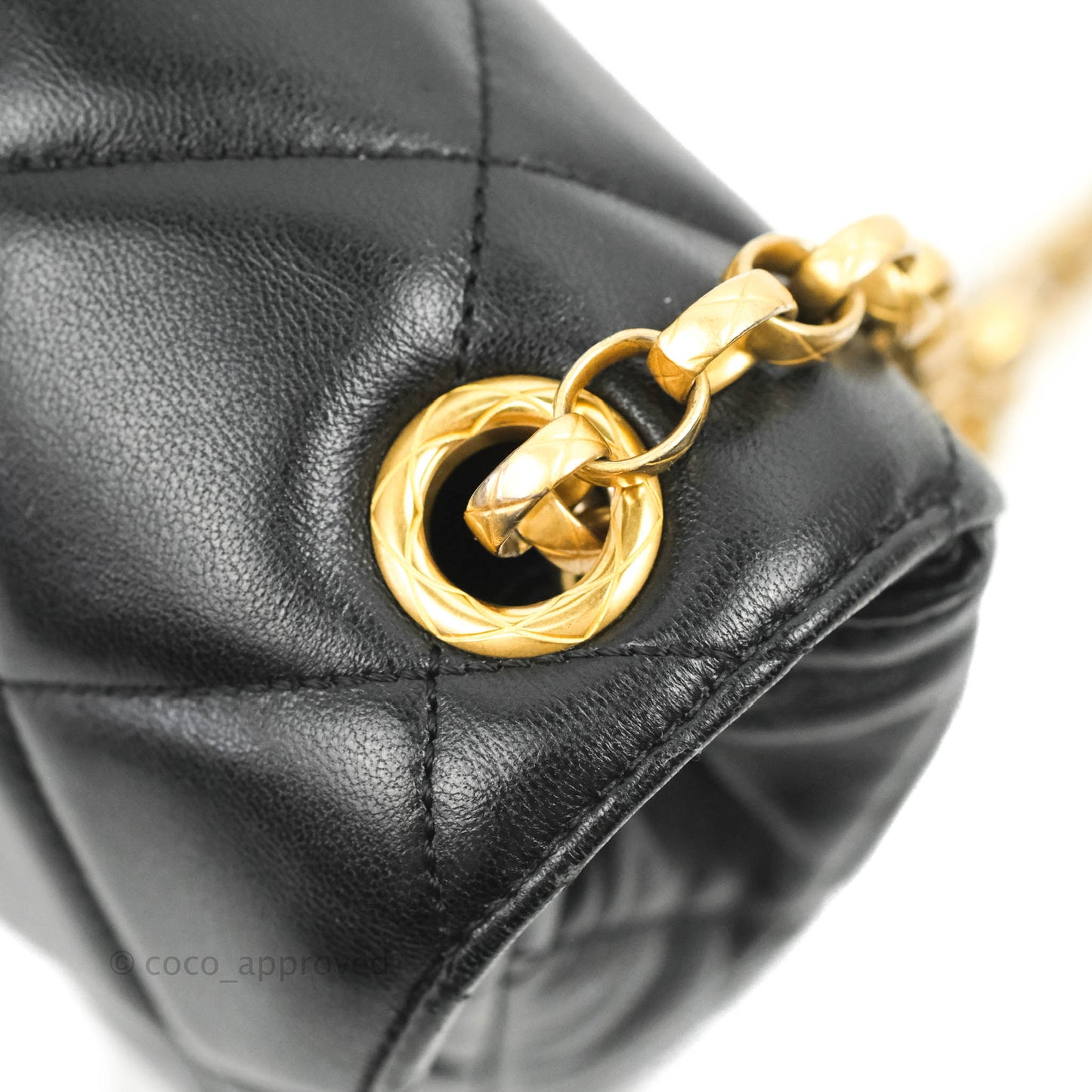Chanel Quilted Square Flap Bijoux Chain Strap Black Aged Gold Hardware