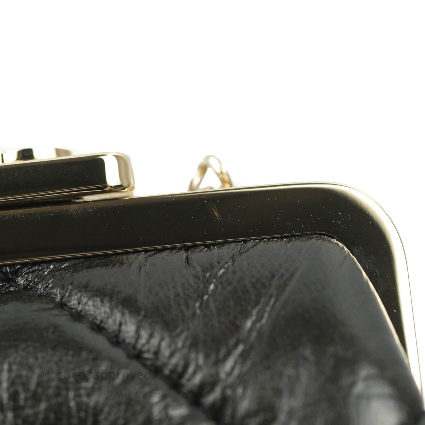 Chanel Kisslock Glasses Case Black Lambskin Gold Hardware 21C