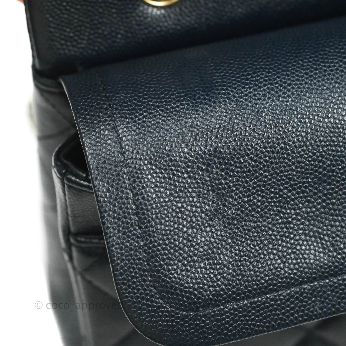 Chanel Classic M/L Medium Flap Quilted Navy Caviar Gold Hardware