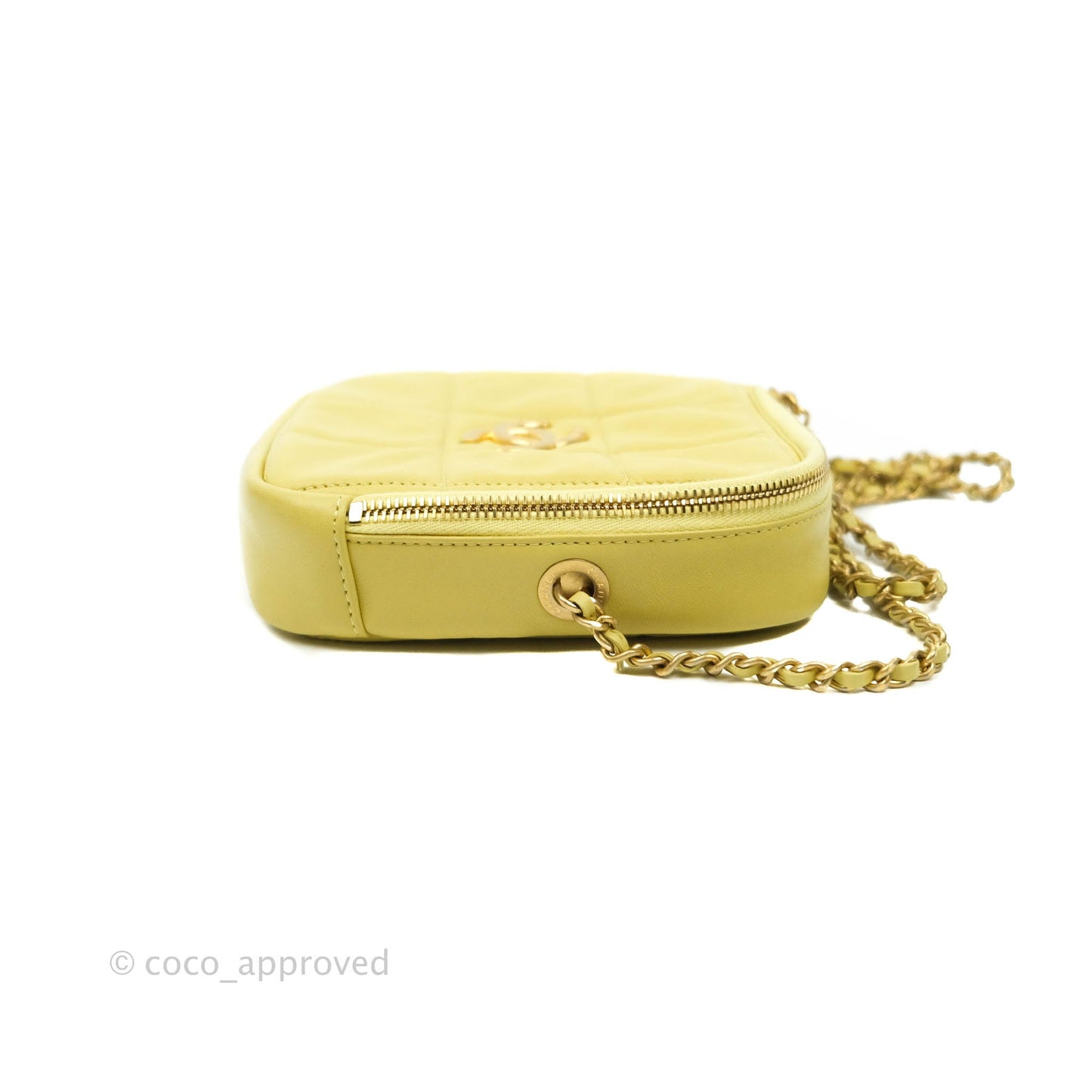 Chanel Quilted Diamond Cut Small Lambskin Yellow Gold Hardware Flap Bag