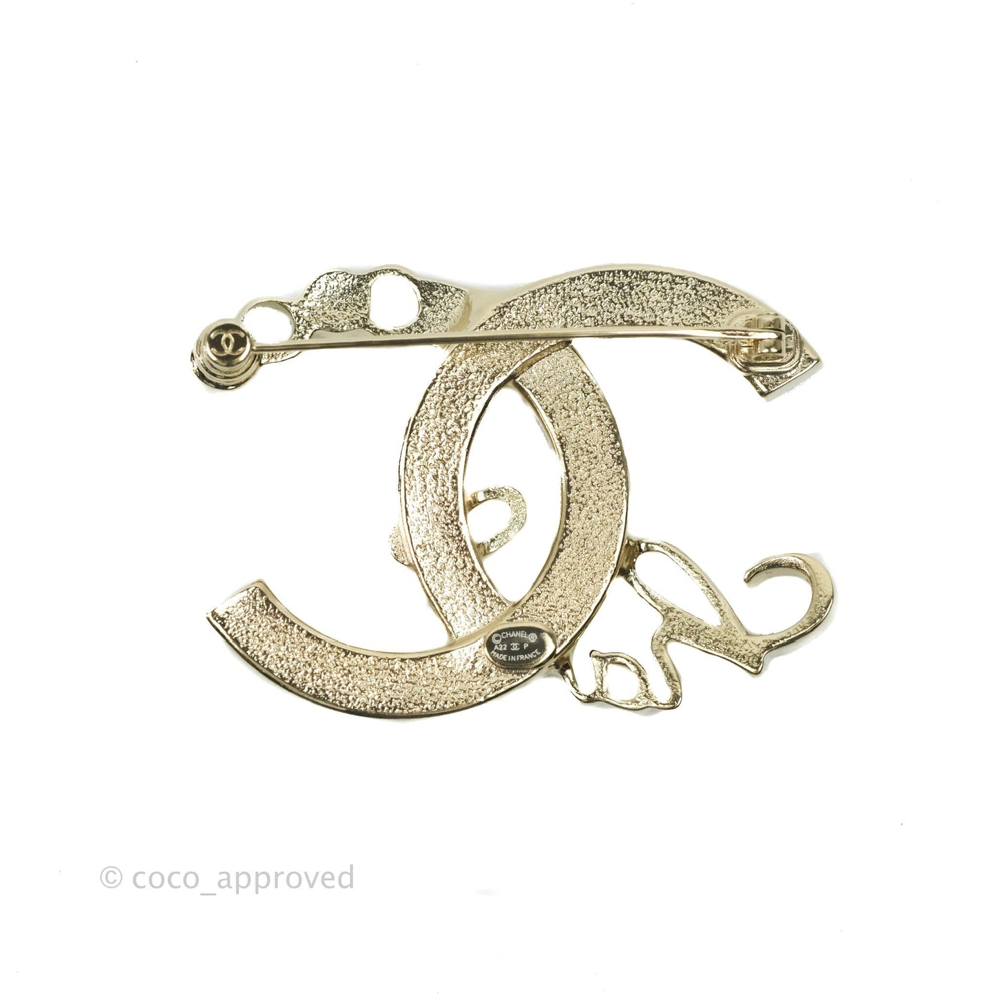 Chanel CC Coco Chanel Crystal Brooch Gold Tone 22P