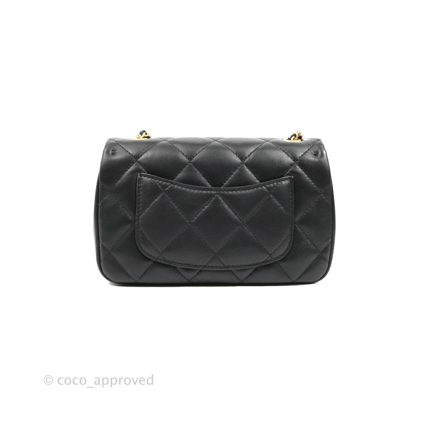 Chanel Mini Flap Bag With Heart CC Charm Black Lambskin Aged Gold Hardware